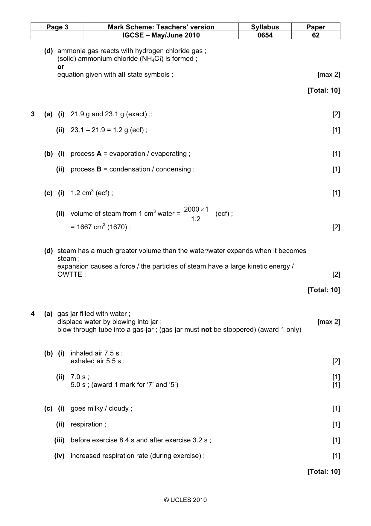 Mark scheme, page 3 of 4