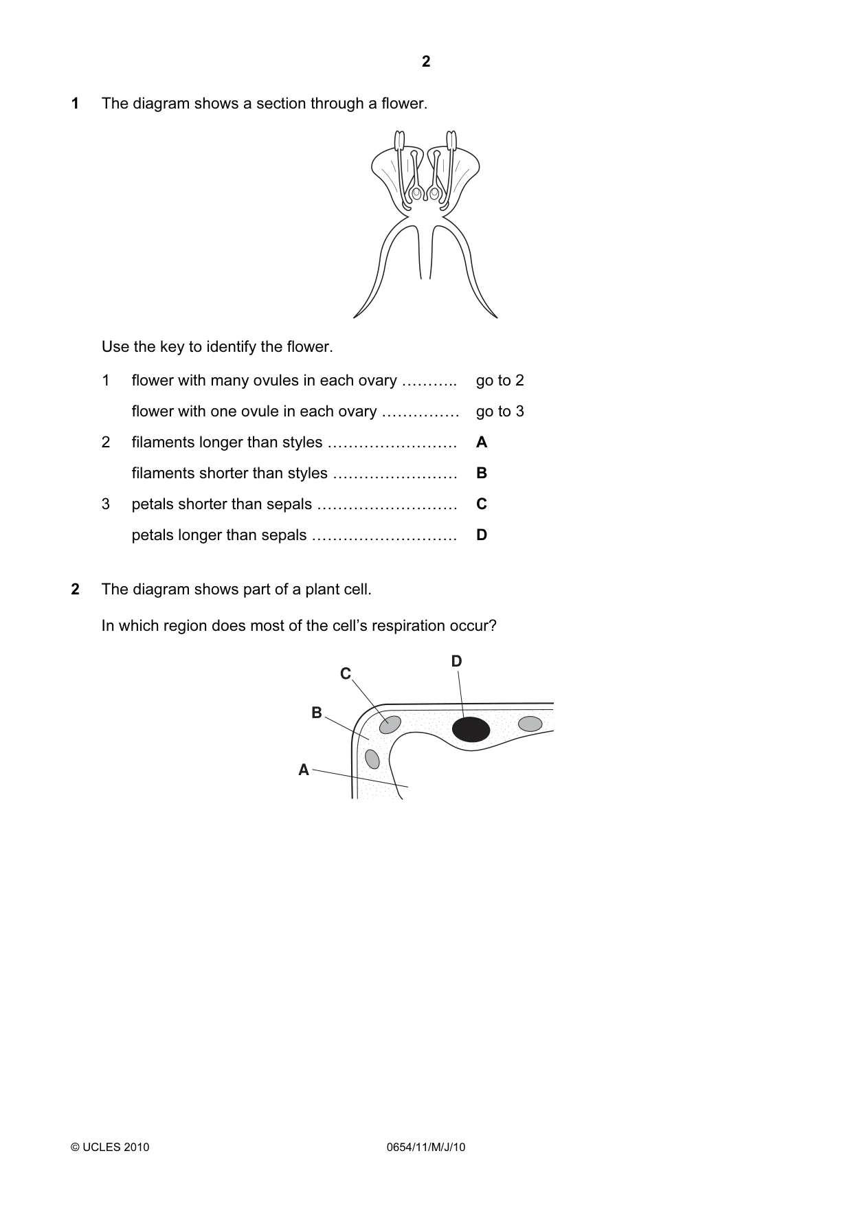 Cambridge IGCSE Sciences - Co-ordinated (Double) 0654 2010 May/June Paper 1 · Variant 1 question paper, page 2 of 20