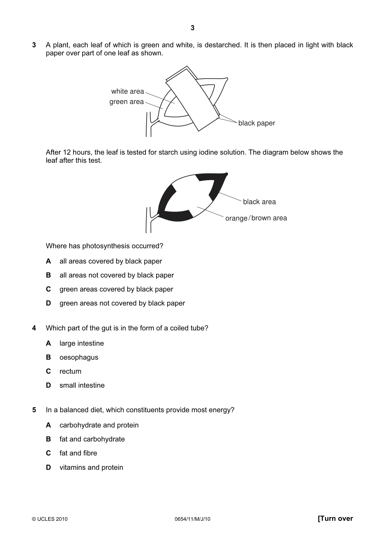 Cambridge IGCSE Sciences - Co-ordinated (Double) 0654 2010 May/June Paper 1 · Variant 1 question paper, page 3 of 20