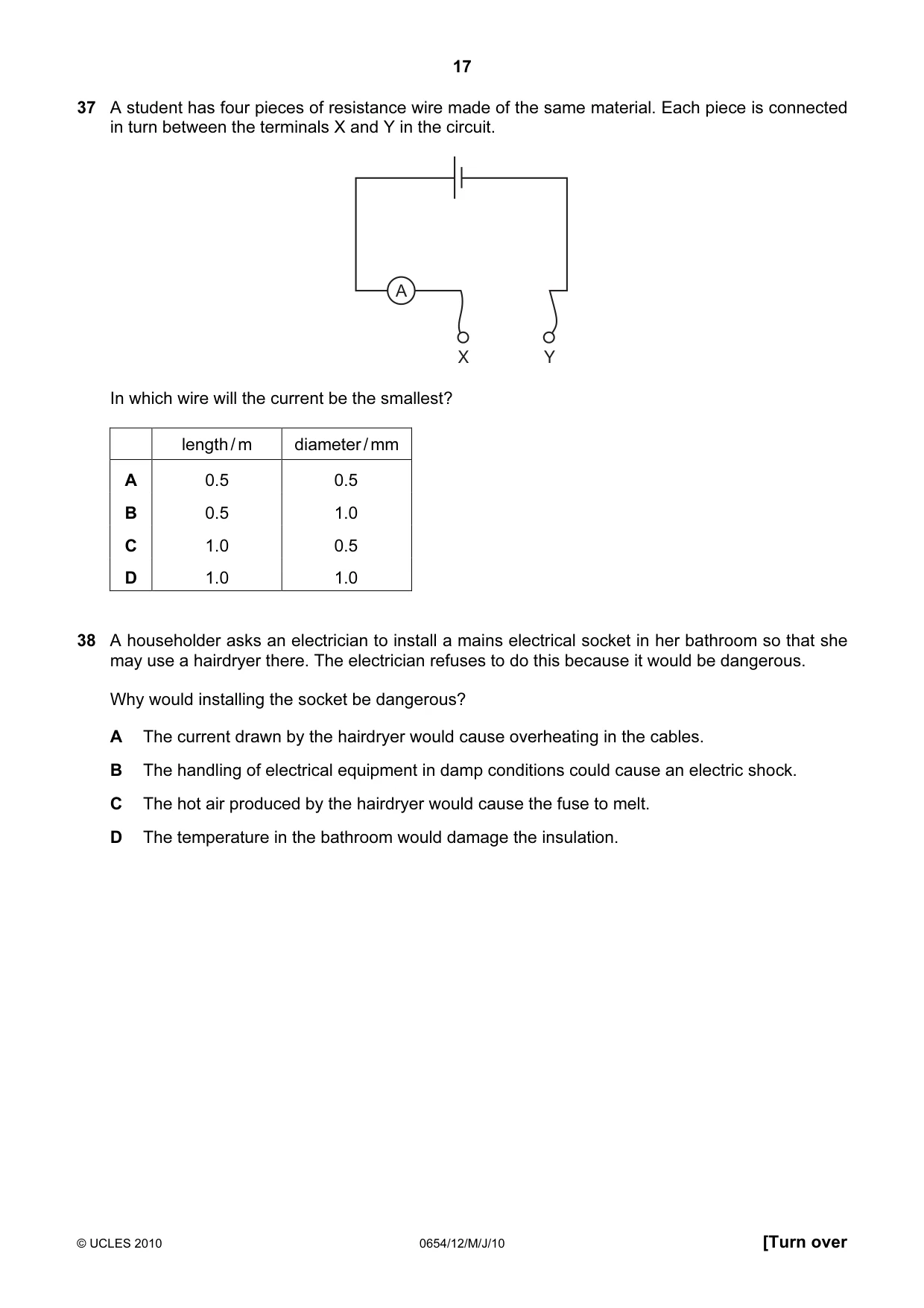 Cambridge IGCSE Sciences - Co-ordinated (Double) 0654 2010 May/June Paper 1 · Variant 2 question paper, page 17 of 20