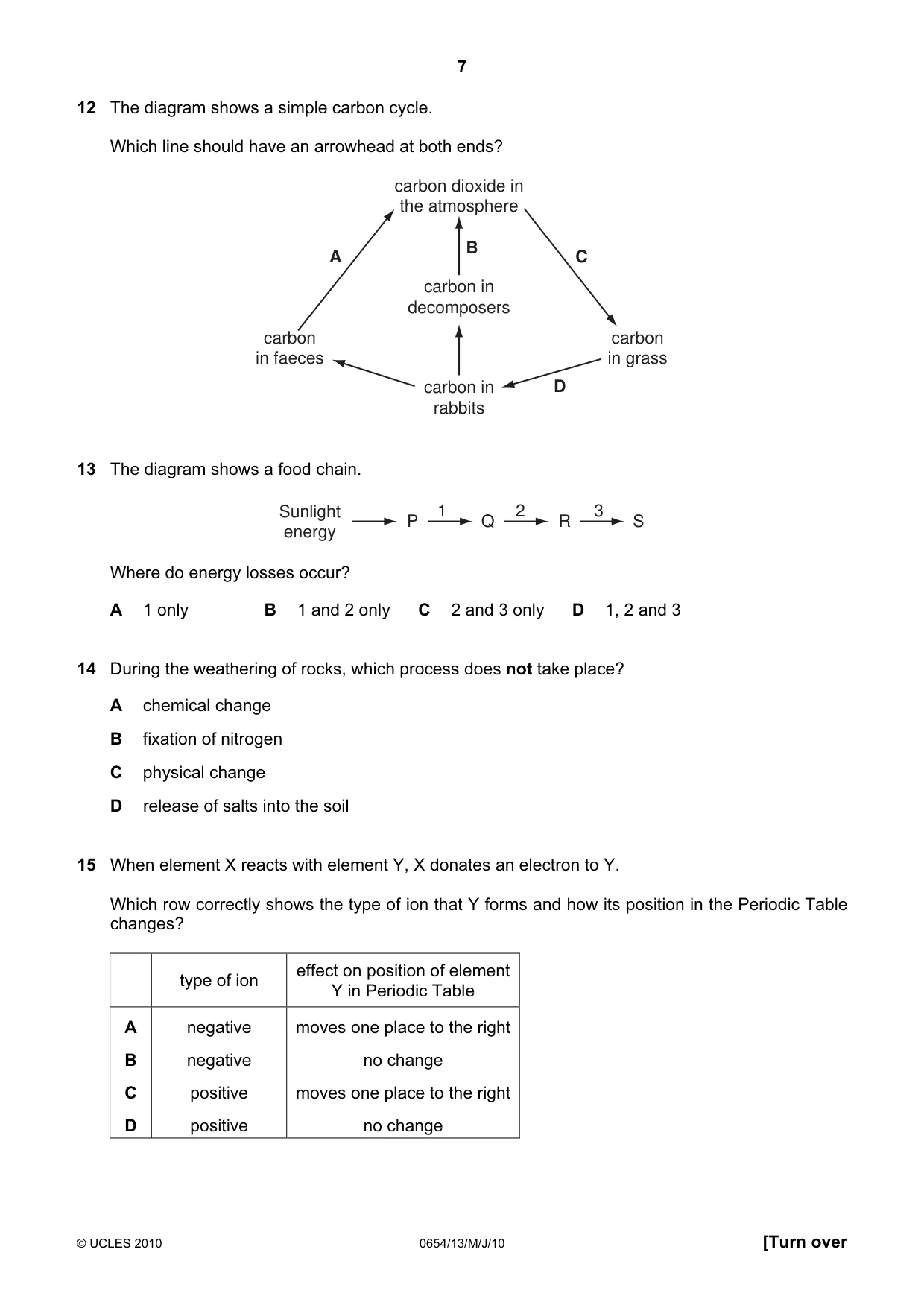 Cambridge IGCSE Sciences - Co-ordinated (Double) 0654 2010 May/June Paper 1 · Variant 3 question paper, page 7 of 20