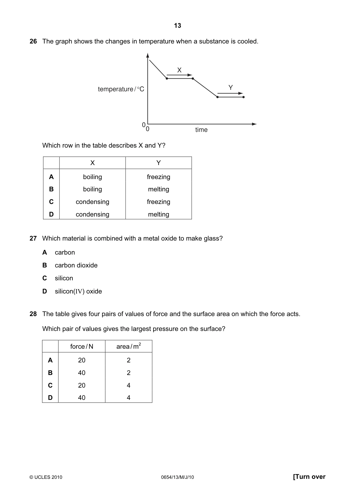 Cambridge IGCSE Sciences - Co-ordinated (Double) 0654 2010 May/June Paper 1 · Variant 3 question paper, page 13 of 20
