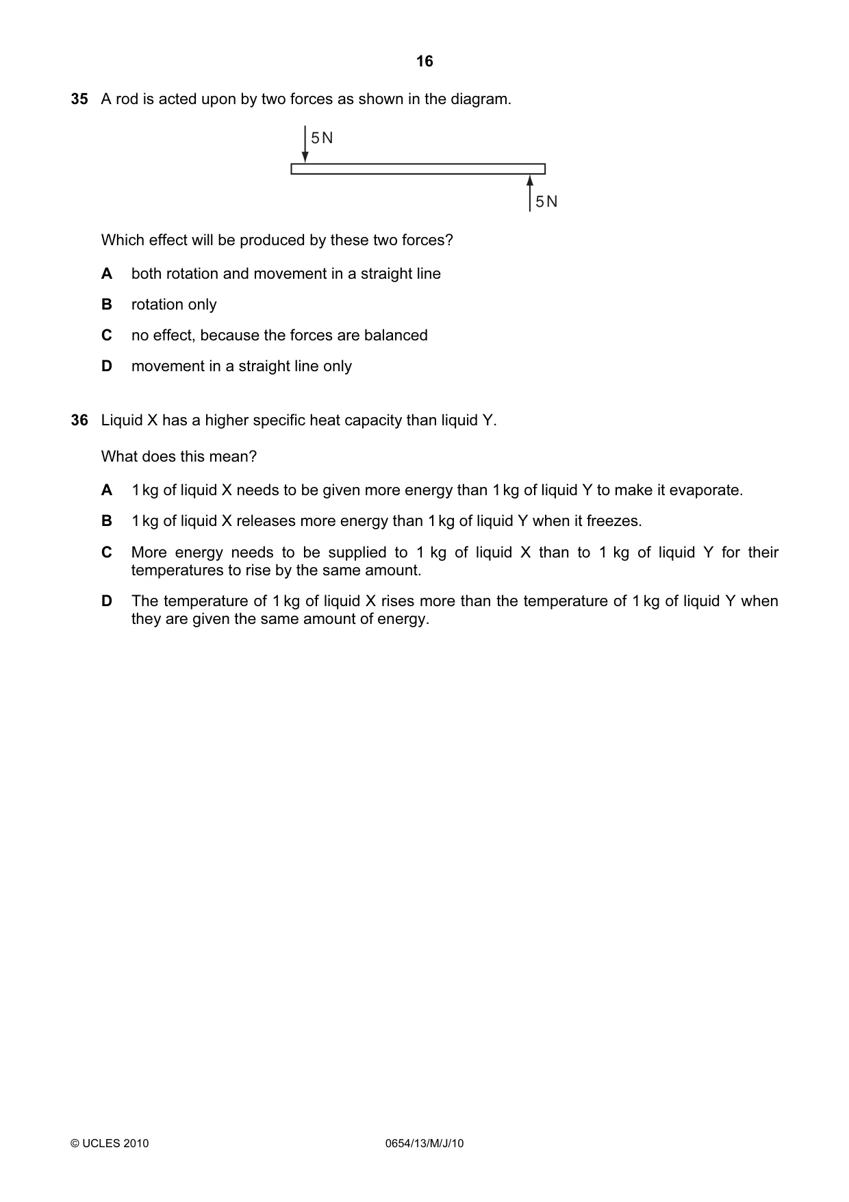 Cambridge IGCSE Sciences - Co-ordinated (Double) 0654 2010 May/June Paper 1 · Variant 3 question paper, page 16 of 20