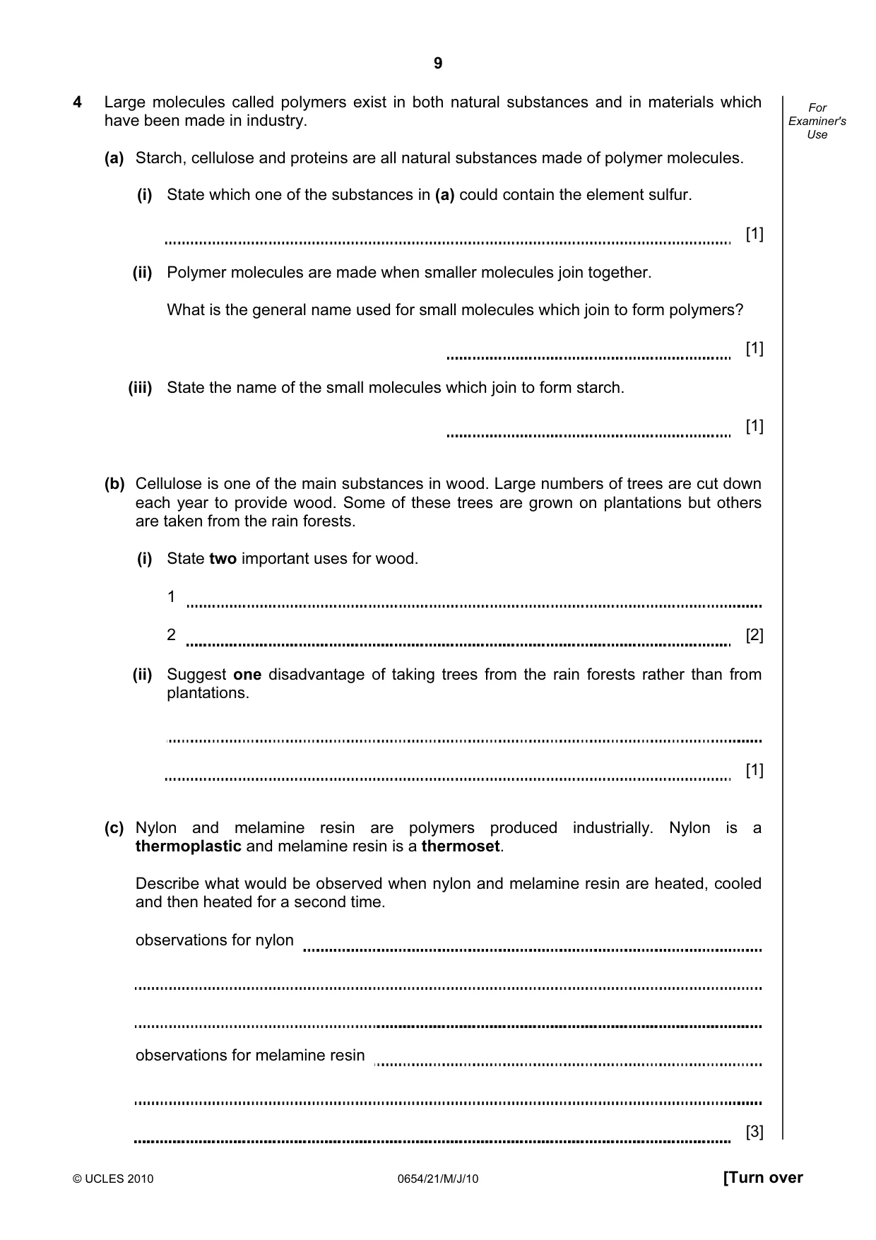 Cambridge IGCSE Sciences - Co-ordinated (Double) 0654 2010 May/June Paper 2 · Variant 1 question paper, page 9 of 24