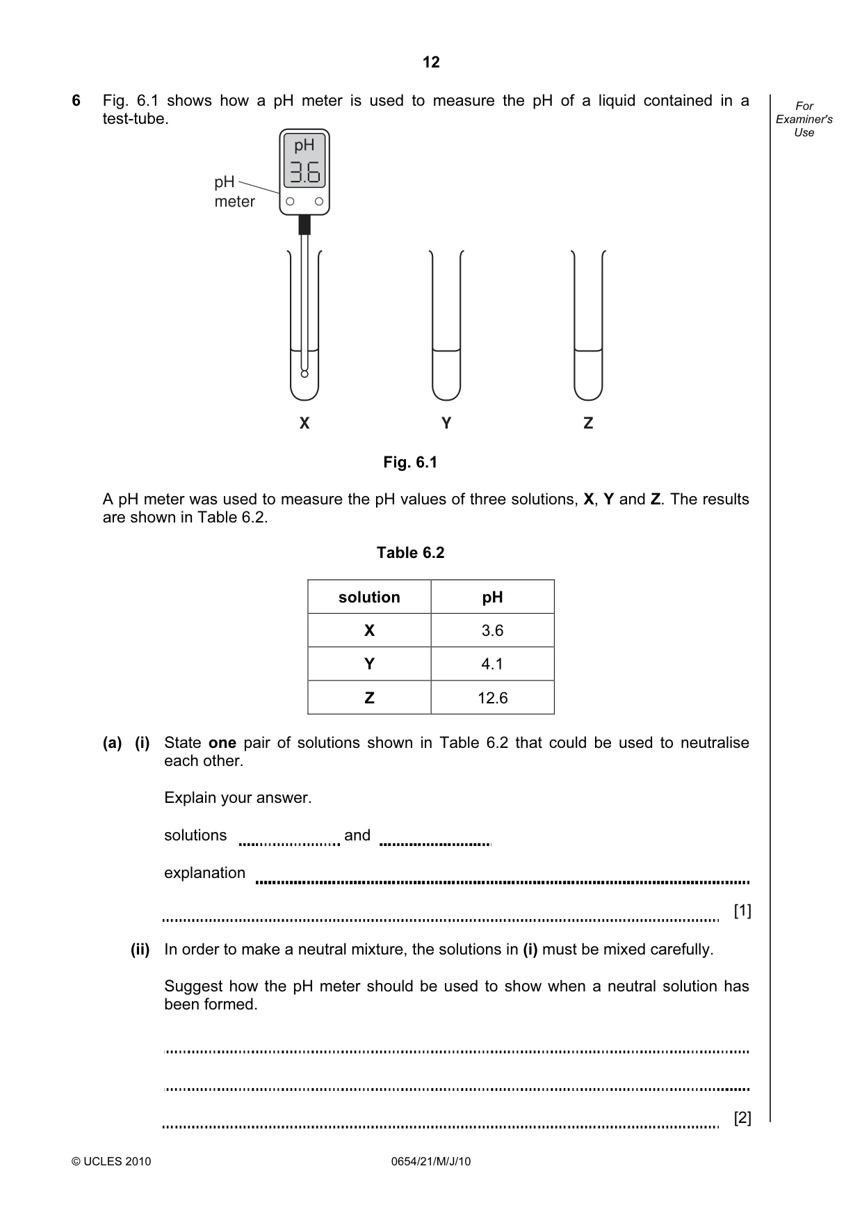 Cambridge IGCSE Sciences - Co-ordinated (Double) 0654 2010 May/June Paper 2 · Variant 1 question paper, page 12 of 24