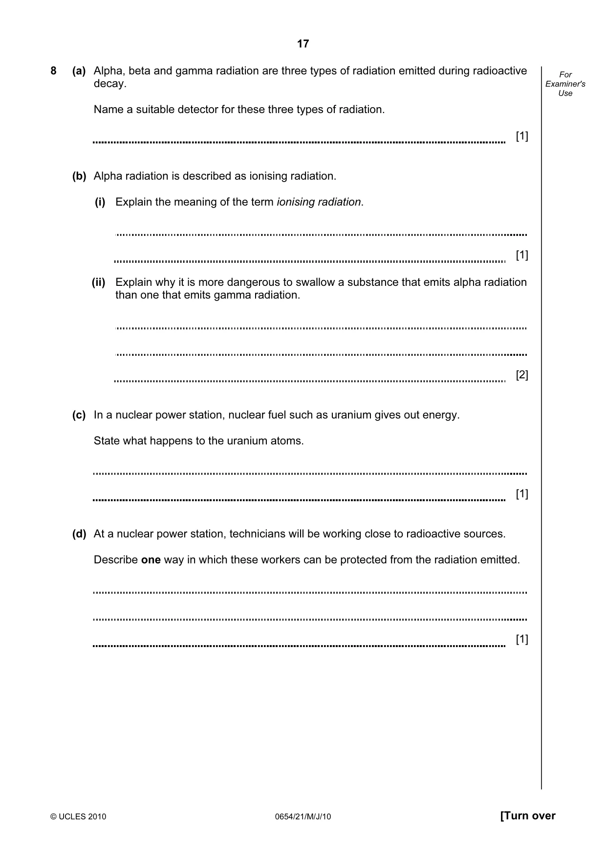 Cambridge IGCSE Sciences - Co-ordinated (Double) 0654 2010 May/June Paper 2 · Variant 1 question paper, page 17 of 24