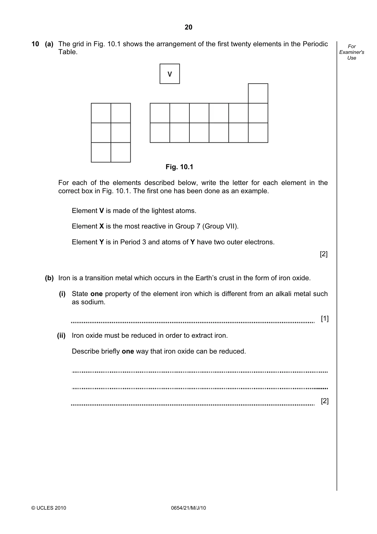 Cambridge IGCSE Sciences - Co-ordinated (Double) 0654 2010 May/June Paper 2 · Variant 1 question paper, page 20 of 24