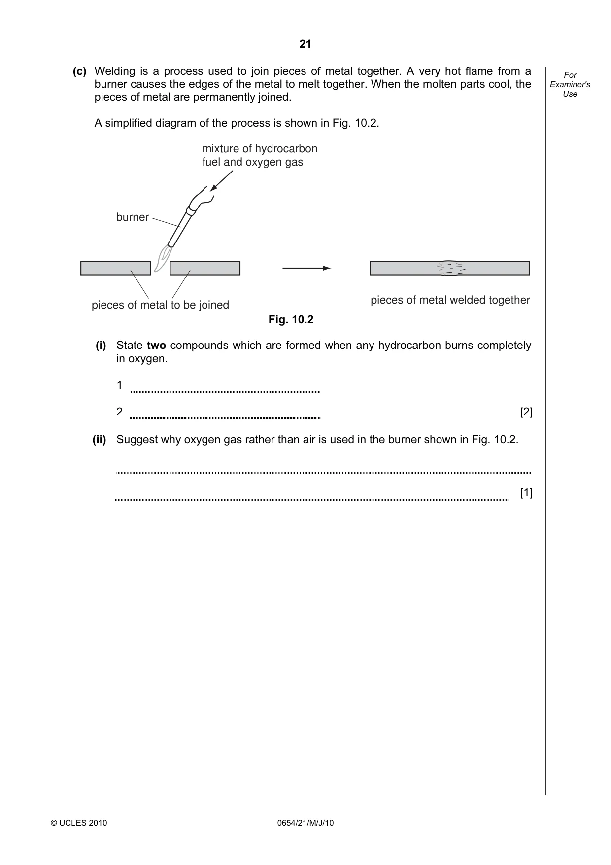 Cambridge IGCSE Sciences - Co-ordinated (Double) 0654 2010 May/June Paper 2 · Variant 1 question paper, page 21 of 24