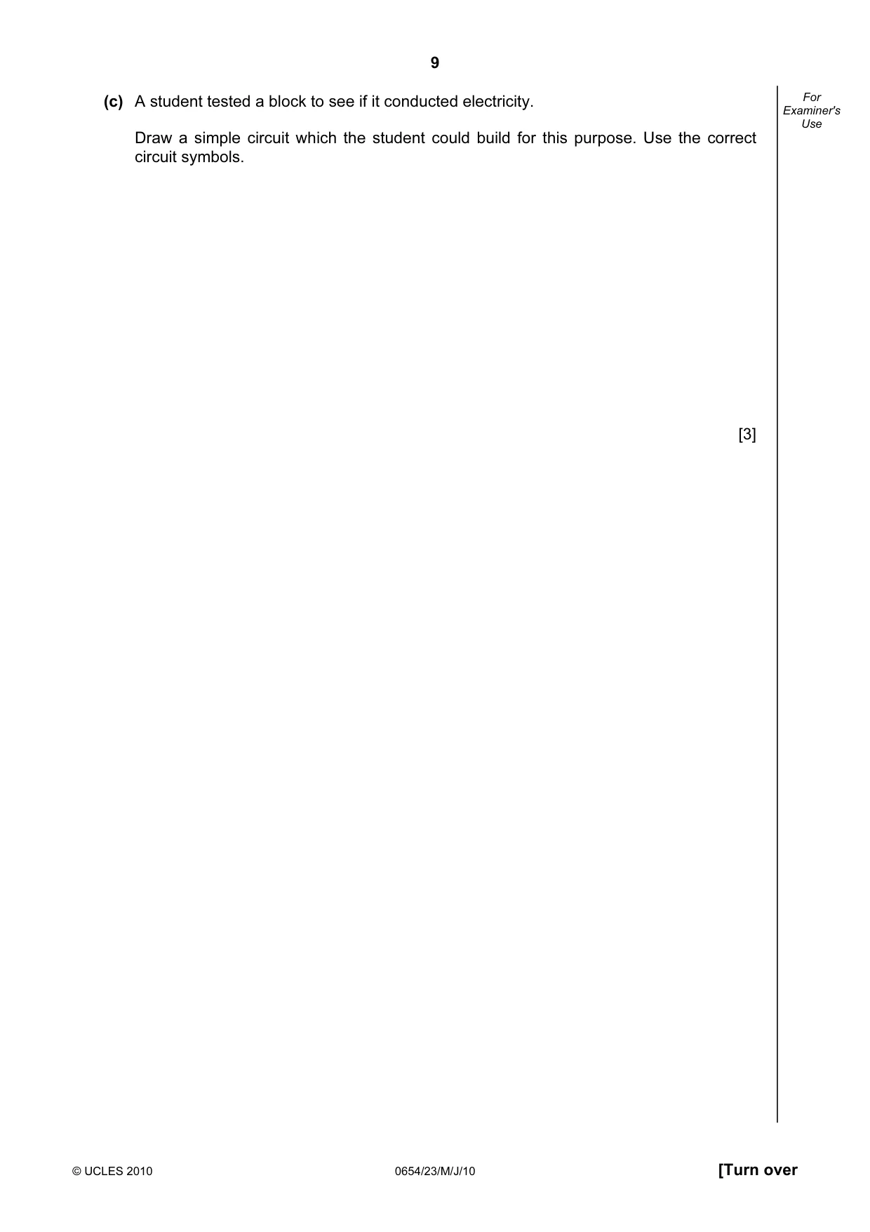 Cambridge IGCSE Sciences - Co-ordinated (Double) 0654 2010 May/June Paper 2 · Variant 3 question paper, page 9 of 24