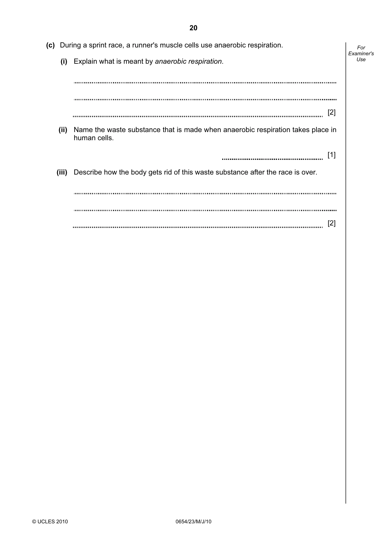 Cambridge IGCSE Sciences - Co-ordinated (Double) 0654 2010 May/June Paper 2 · Variant 3 question paper, page 20 of 24