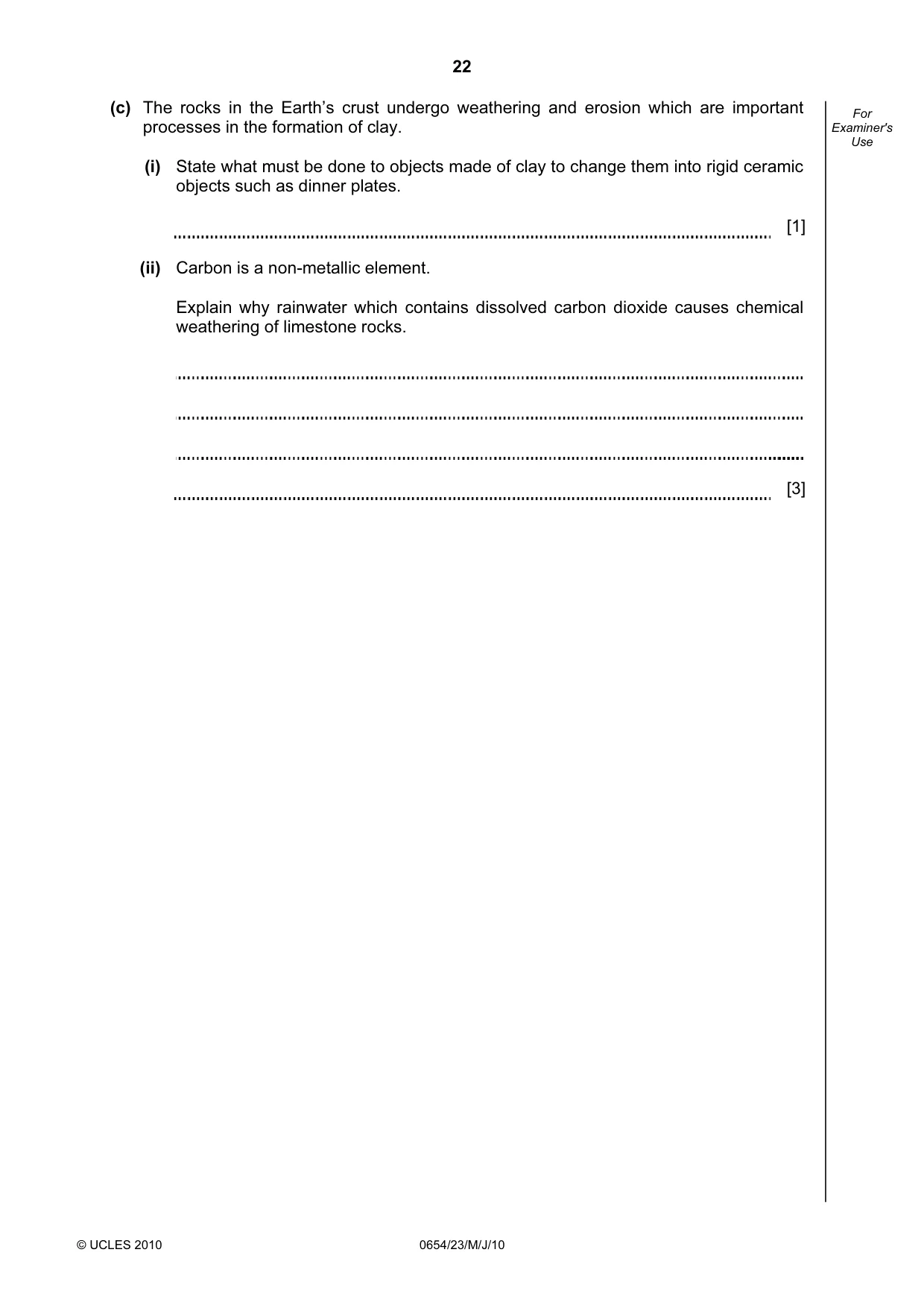 Cambridge IGCSE Sciences - Co-ordinated (Double) 0654 2010 May/June Paper 2 · Variant 3 question paper, page 22 of 24