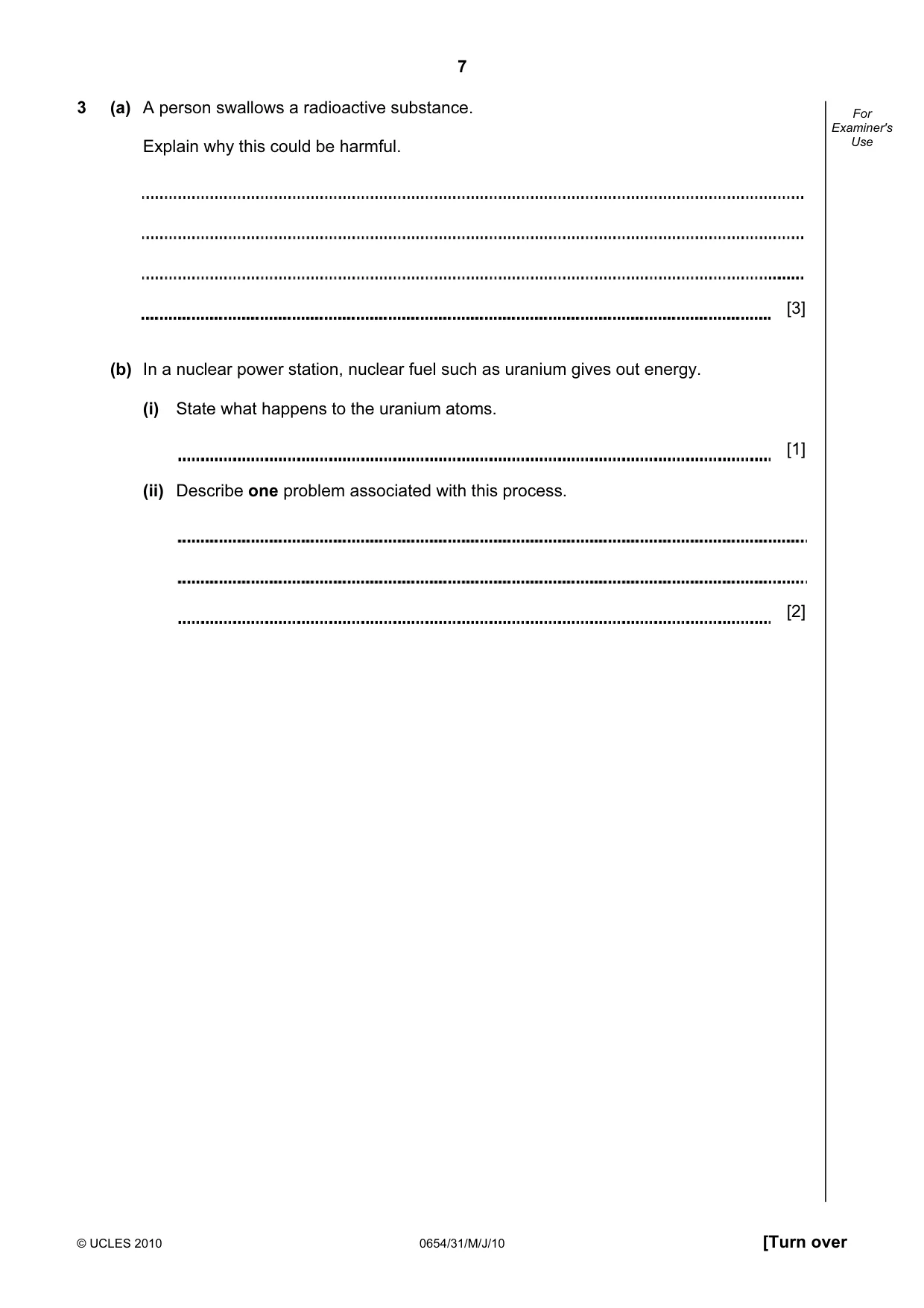 Cambridge IGCSE Sciences - Co-ordinated (Double) 0654 2010 May/June Paper 3 · Variant 1 question paper, page 7 of 24