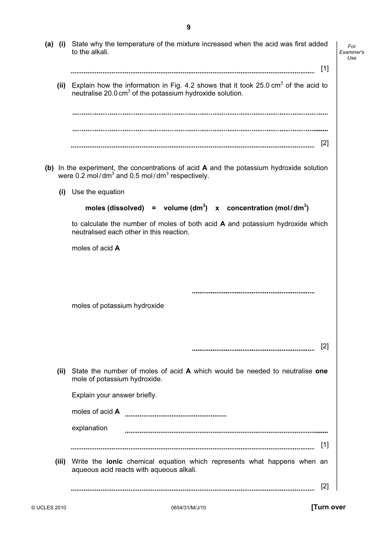 Cambridge IGCSE Sciences - Co-ordinated (Double) 0654 2010 May/June Paper 3 · Variant 1 question paper, page 9 of 24
