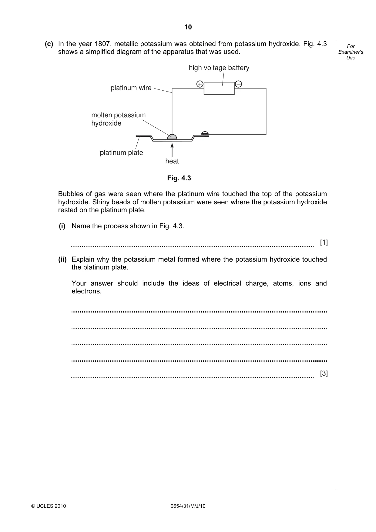 Cambridge IGCSE Sciences - Co-ordinated (Double) 0654 2010 May/June Paper 3 · Variant 1 question paper, page 10 of 24