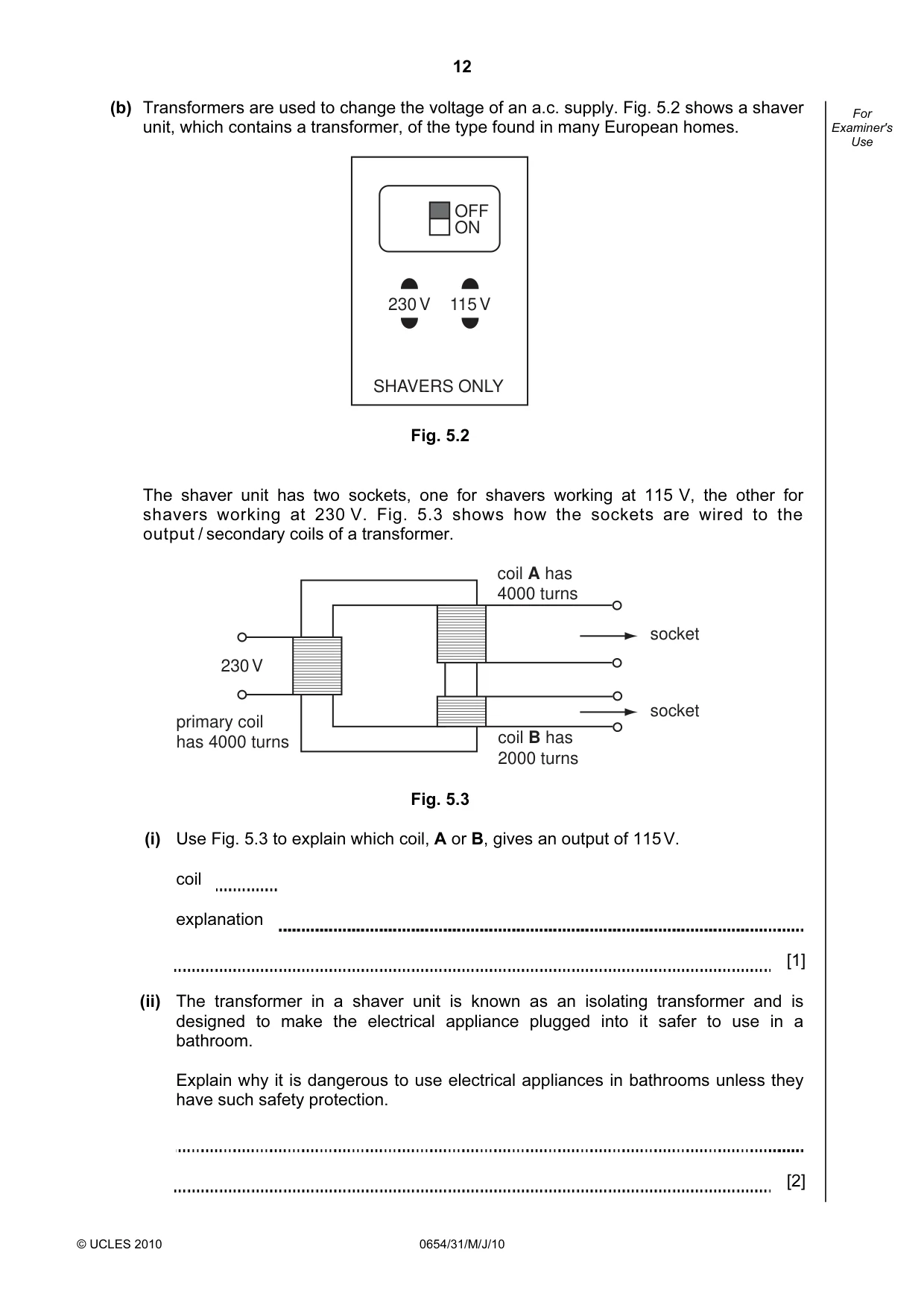 Cambridge IGCSE Sciences - Co-ordinated (Double) 0654 2010 May/June Paper 3 · Variant 1 question paper, page 12 of 24