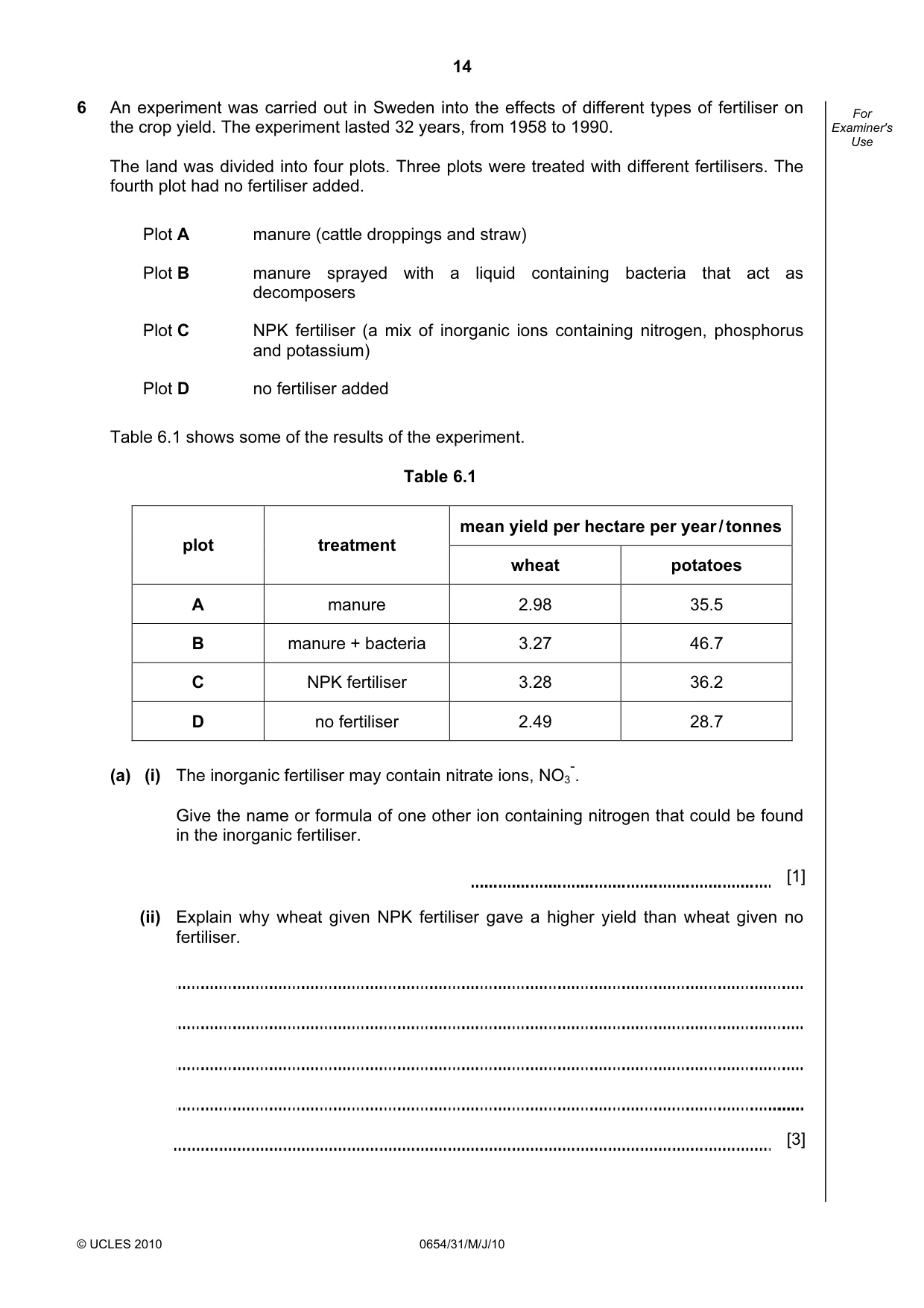 Cambridge IGCSE Sciences - Co-ordinated (Double) 0654 2010 May/June Paper 3 · Variant 1 question paper, page 14 of 24