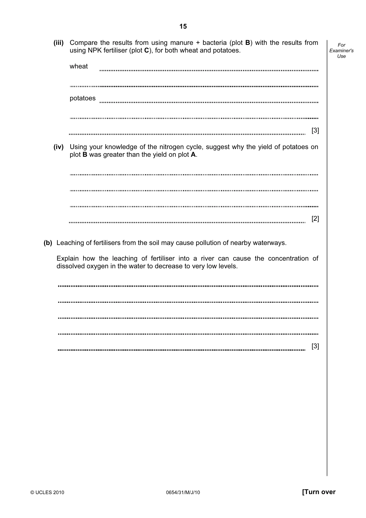 Cambridge IGCSE Sciences - Co-ordinated (Double) 0654 2010 May/June Paper 3 · Variant 1 question paper, page 15 of 24