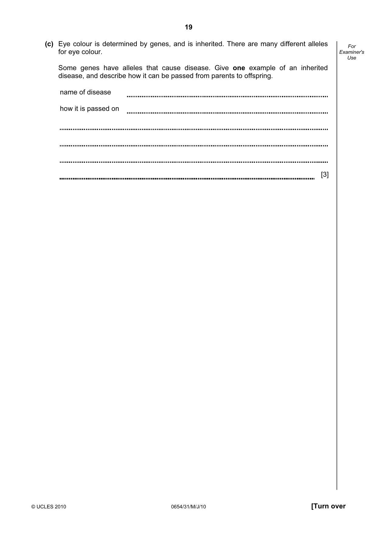 Cambridge IGCSE Sciences - Co-ordinated (Double) 0654 2010 May/June Paper 3 · Variant 1 question paper, page 19 of 24