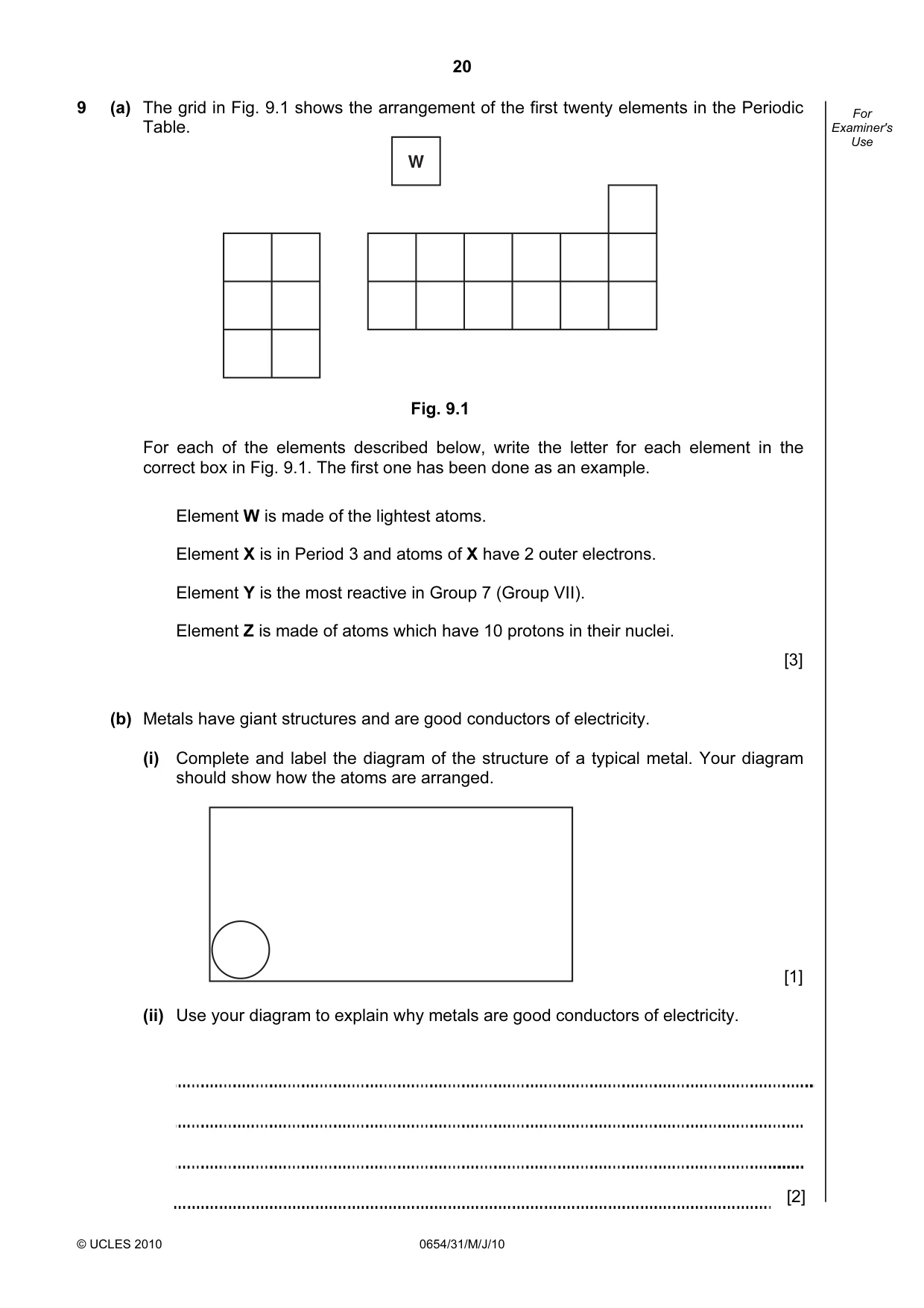 Cambridge IGCSE Sciences - Co-ordinated (Double) 0654 2010 May/June Paper 3 · Variant 1 question paper, page 20 of 24