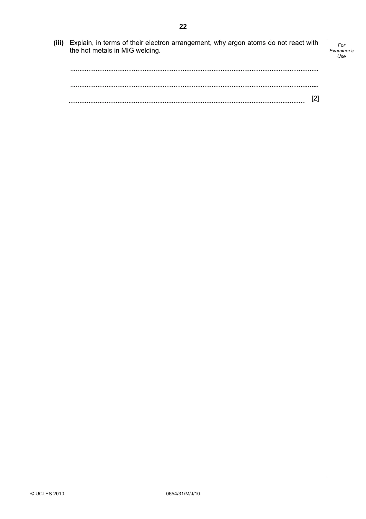Cambridge IGCSE Sciences - Co-ordinated (Double) 0654 2010 May/June Paper 3 · Variant 1 question paper, page 22 of 24