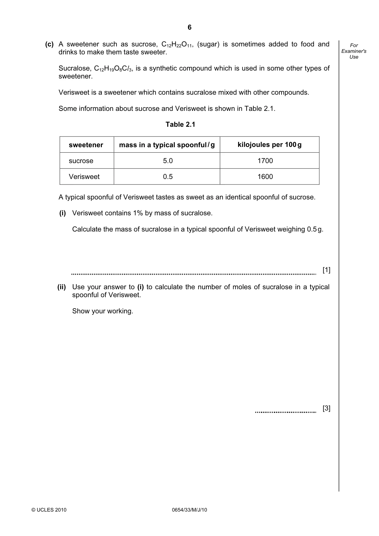 Cambridge IGCSE Sciences - Co-ordinated (Double) 0654 2010 May/June Paper 3 · Variant 3 question paper, page 6 of 24
