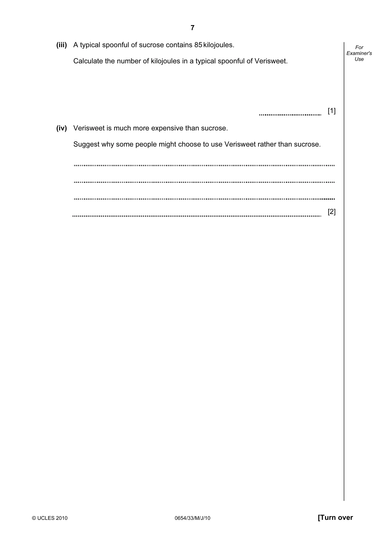 Cambridge IGCSE Sciences - Co-ordinated (Double) 0654 2010 May/June Paper 3 · Variant 3 question paper, page 7 of 24