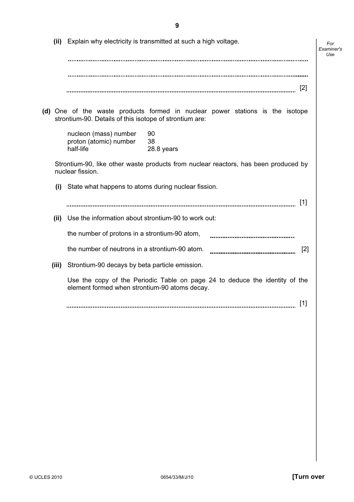 Cambridge IGCSE Sciences - Co-ordinated (Double) 0654 2010 May/June Paper 3 · Variant 3 question paper, page 9 of 24