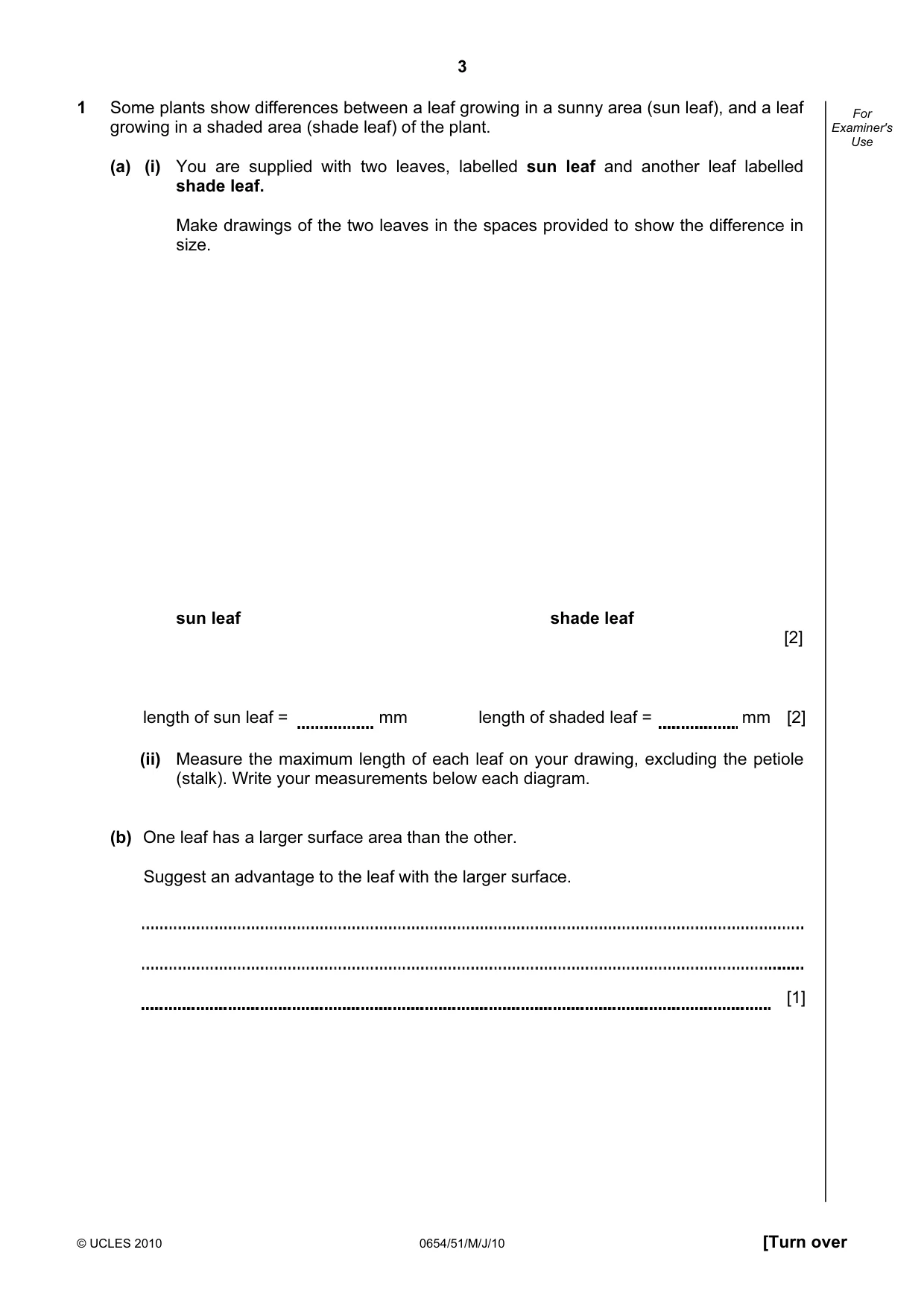 Cambridge IGCSE Sciences - Co-ordinated (Double) 0654 2010 May/June Paper 5 · Variant 1 question paper, page 3 of 12