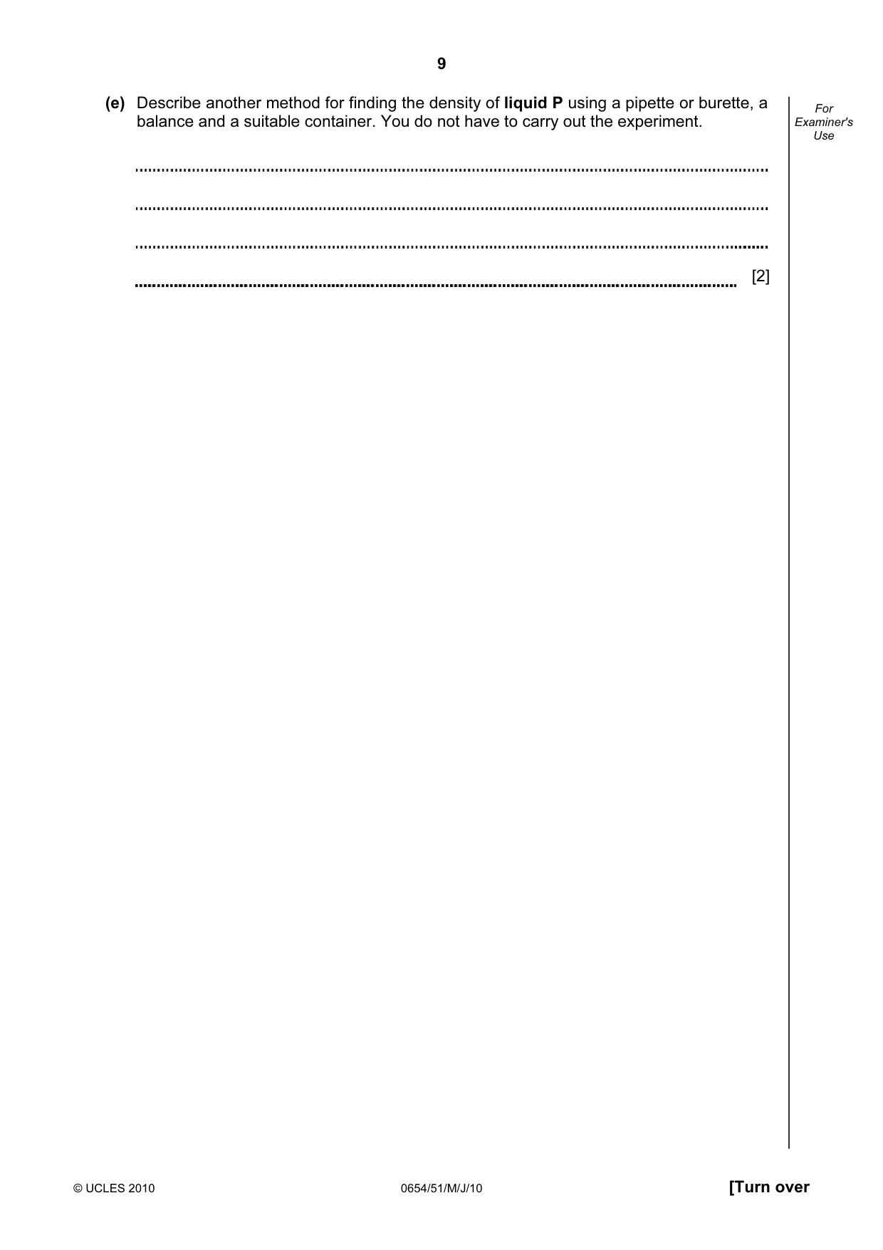Cambridge IGCSE Sciences - Co-ordinated (Double) 0654 2010 May/June Paper 5 · Variant 1 question paper, page 9 of 12