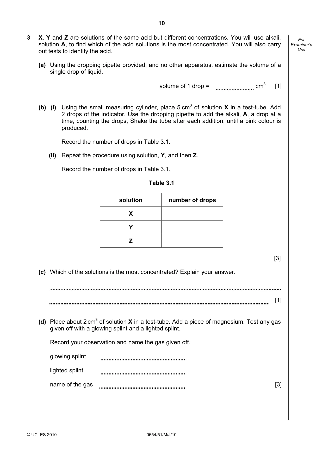 Cambridge IGCSE Sciences - Co-ordinated (Double) 0654 2010 May/June Paper 5 · Variant 1 question paper, page 10 of 12