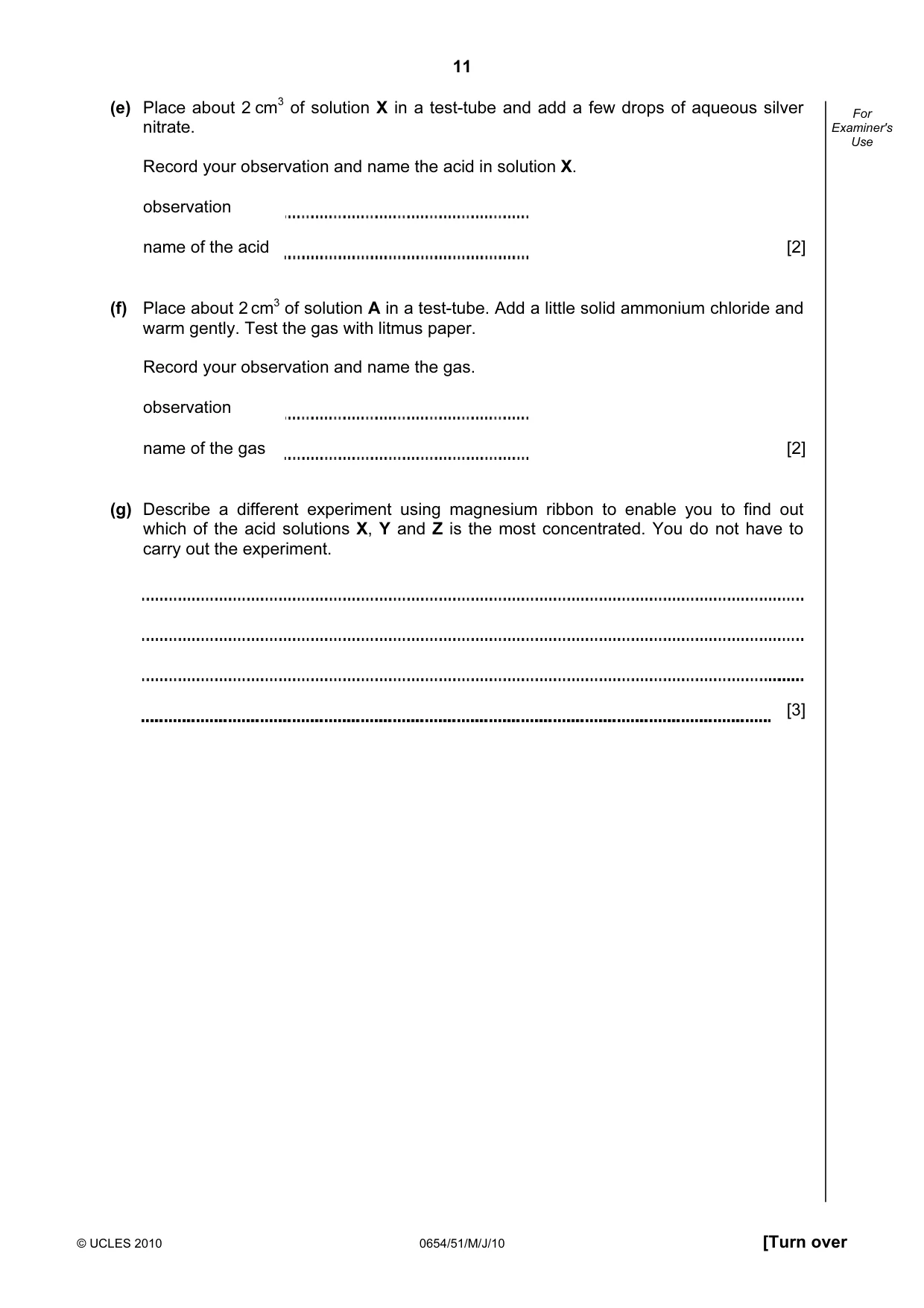 Cambridge IGCSE Sciences - Co-ordinated (Double) 0654 2010 May/June Paper 5 · Variant 1 question paper, page 11 of 12