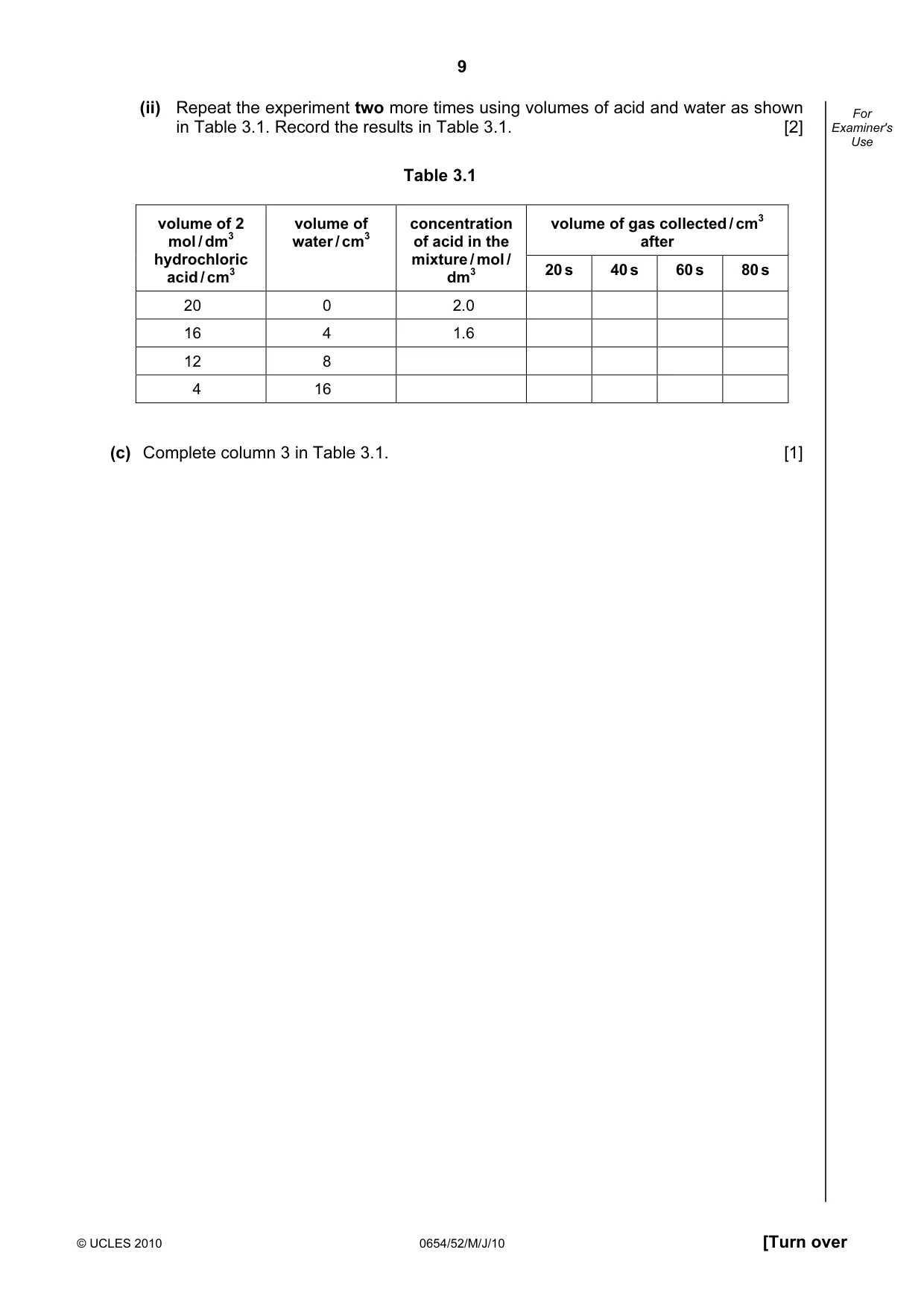 Cambridge IGCSE Sciences - Co-ordinated (Double) 0654 2010 May/June Paper 5 · Variant 2 question paper, page 9 of 12