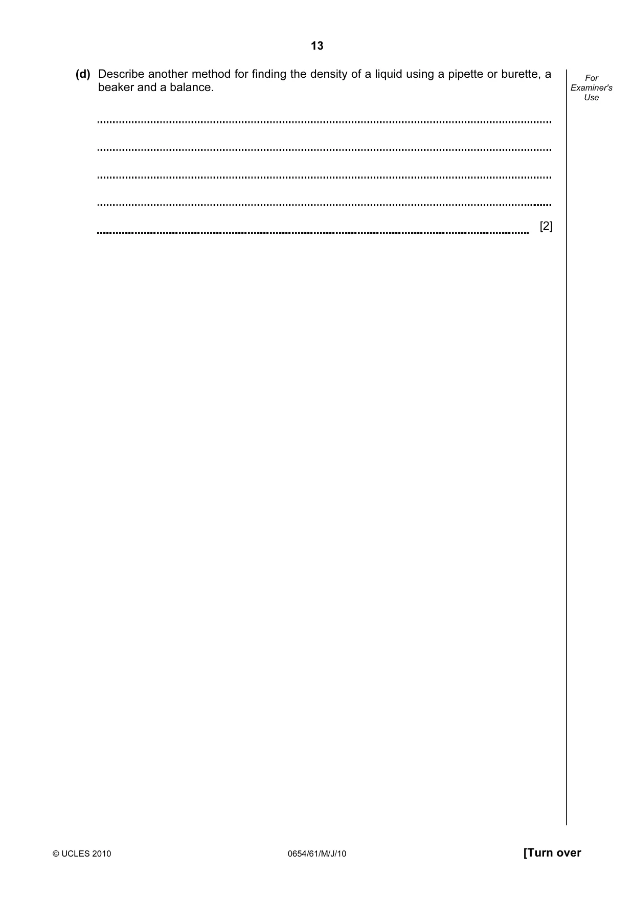 Cambridge IGCSE Sciences - Co-ordinated (Double) 0654 2010 May/June Paper 6 · Variant 1 question paper, page 13 of 20