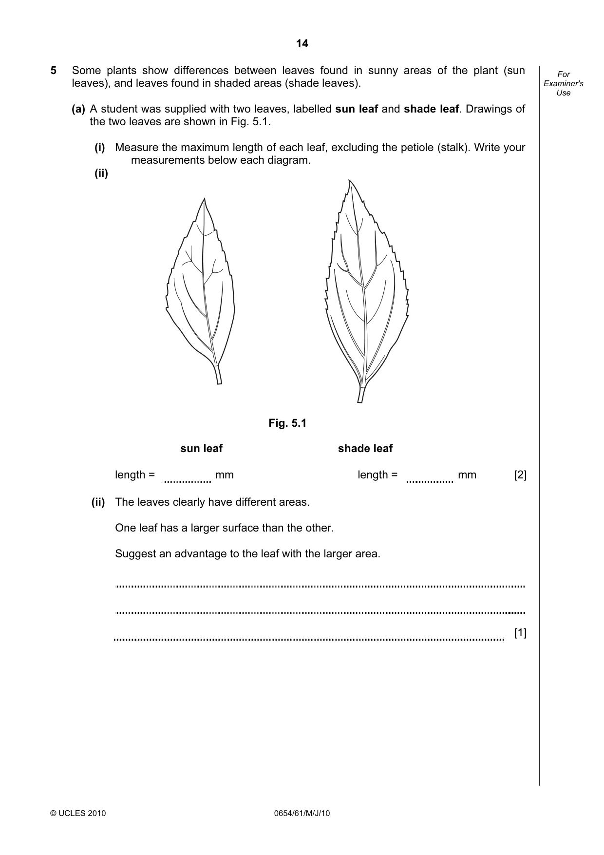 Cambridge IGCSE Sciences - Co-ordinated (Double) 0654 2010 May/June Paper 6 · Variant 1 question paper, page 14 of 20