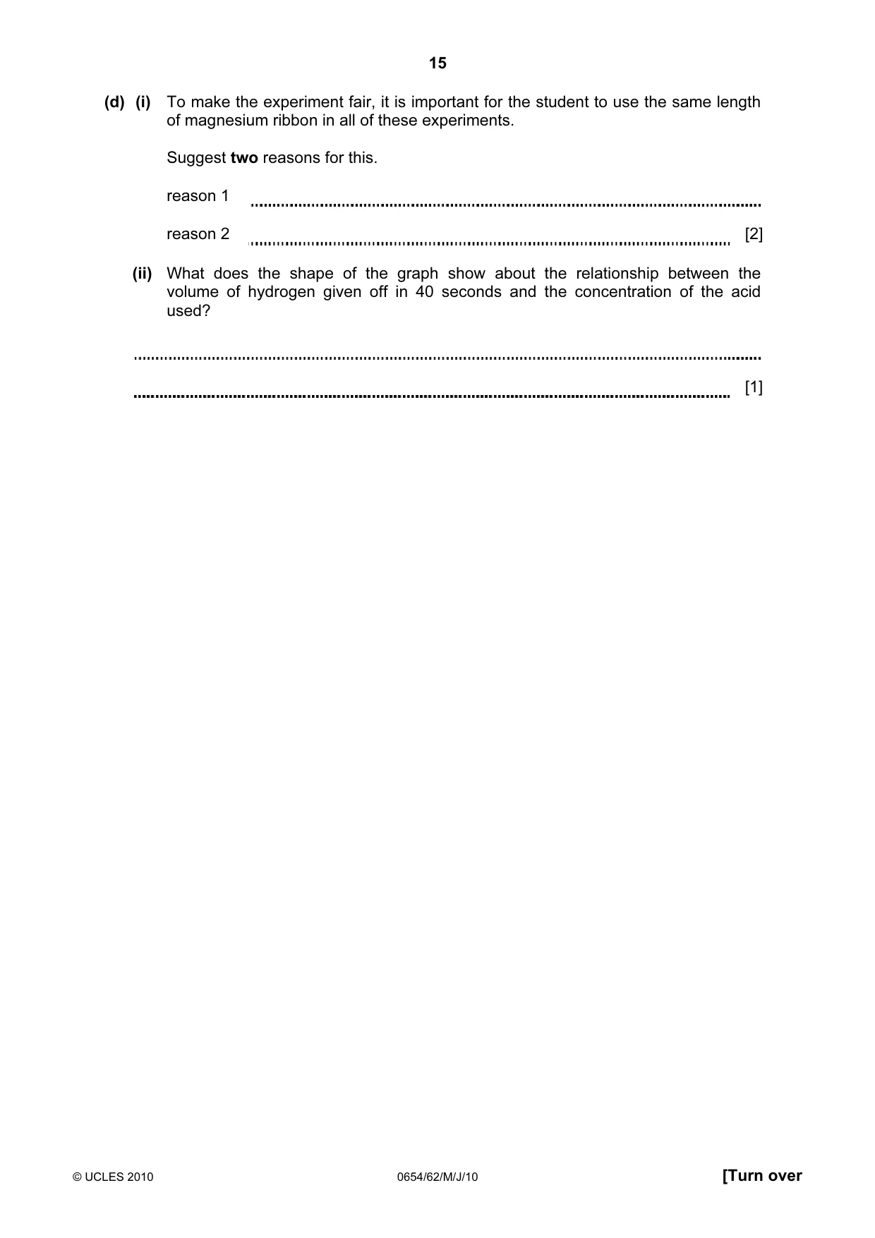 Cambridge IGCSE Sciences - Co-ordinated (Double) 0654 2010 May/June Paper 6 · Variant 2 question paper, page 15 of 20