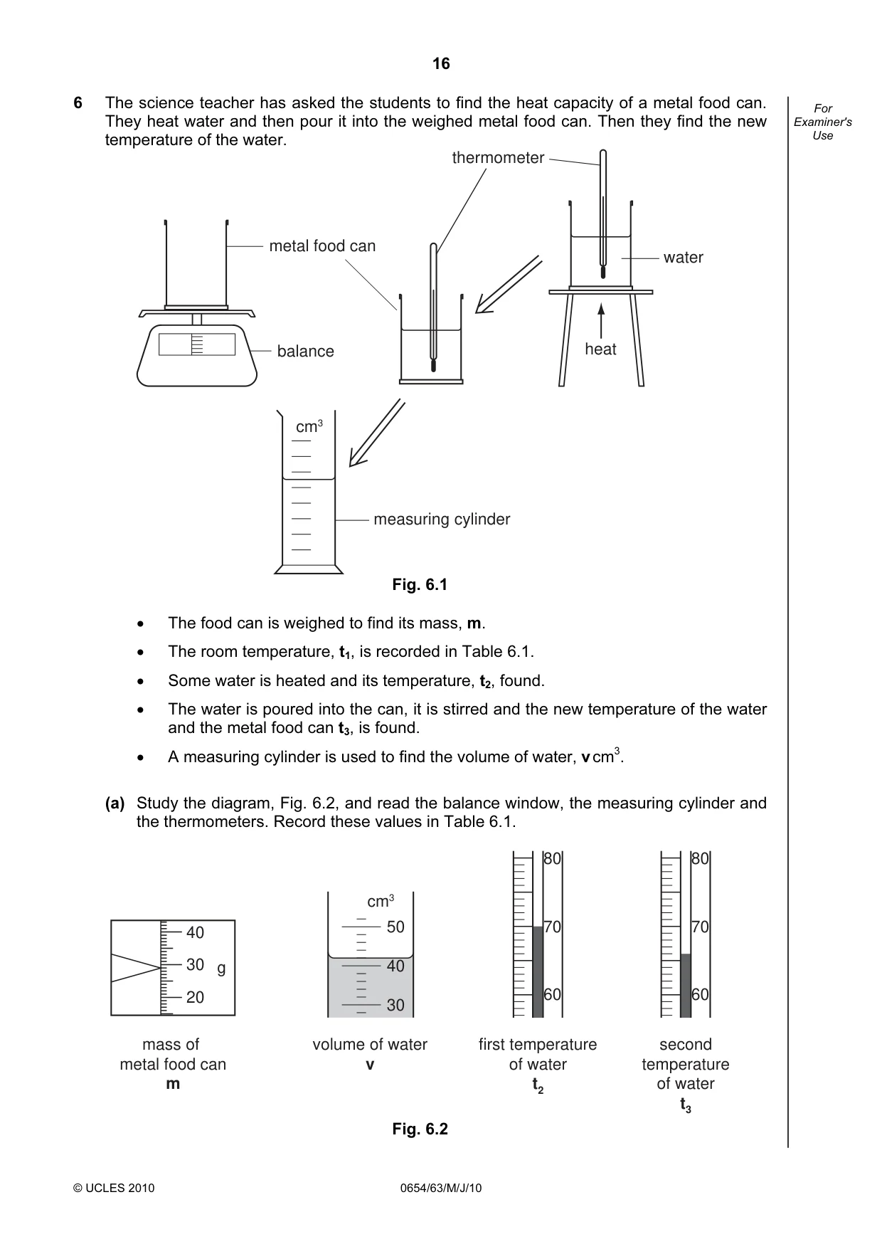 Cambridge IGCSE Sciences - Co-ordinated (Double) 0654 2010 May/June Paper 6 · Variant 3 question paper, page 16 of 20