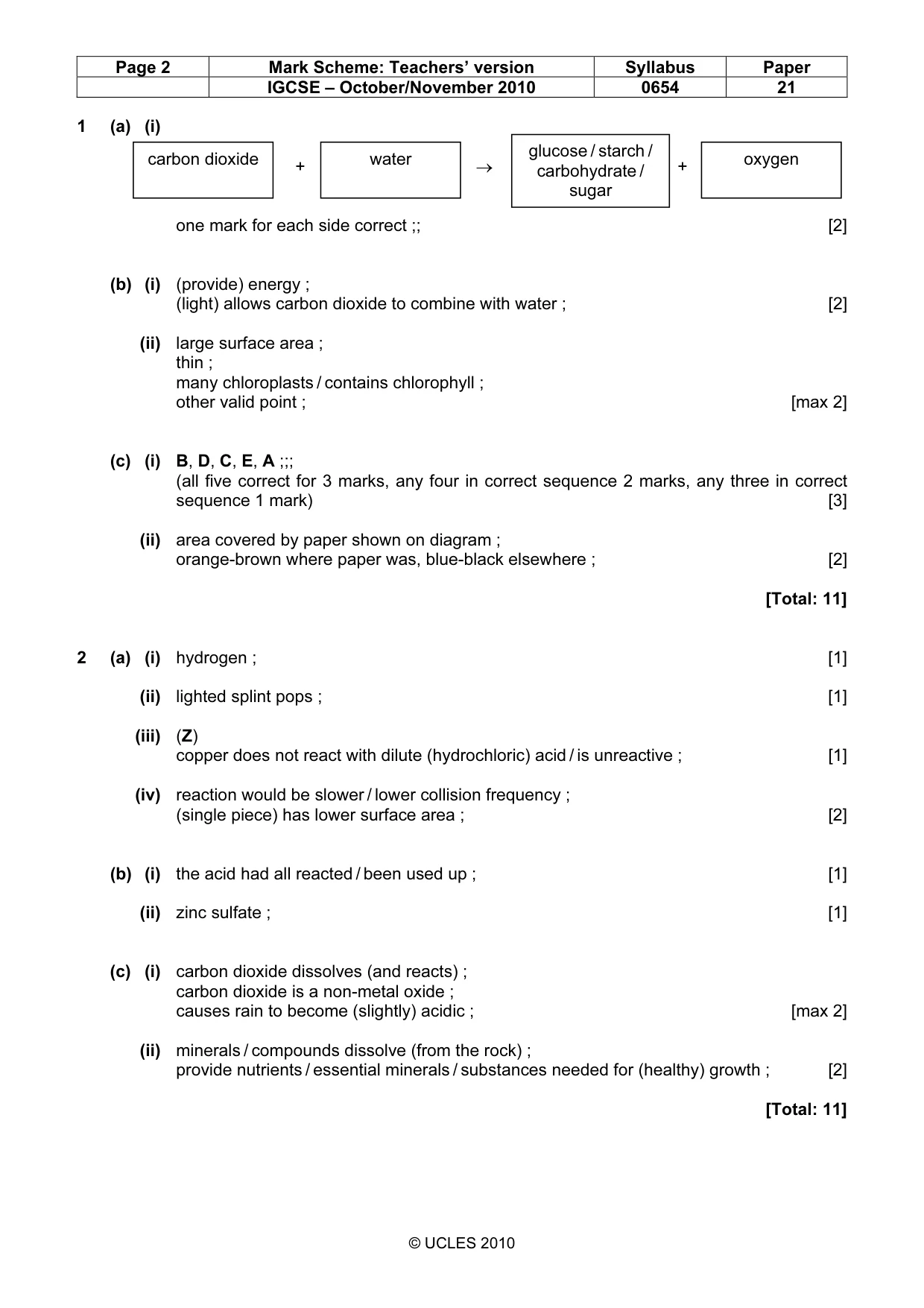 Mark scheme, page 2 of 7