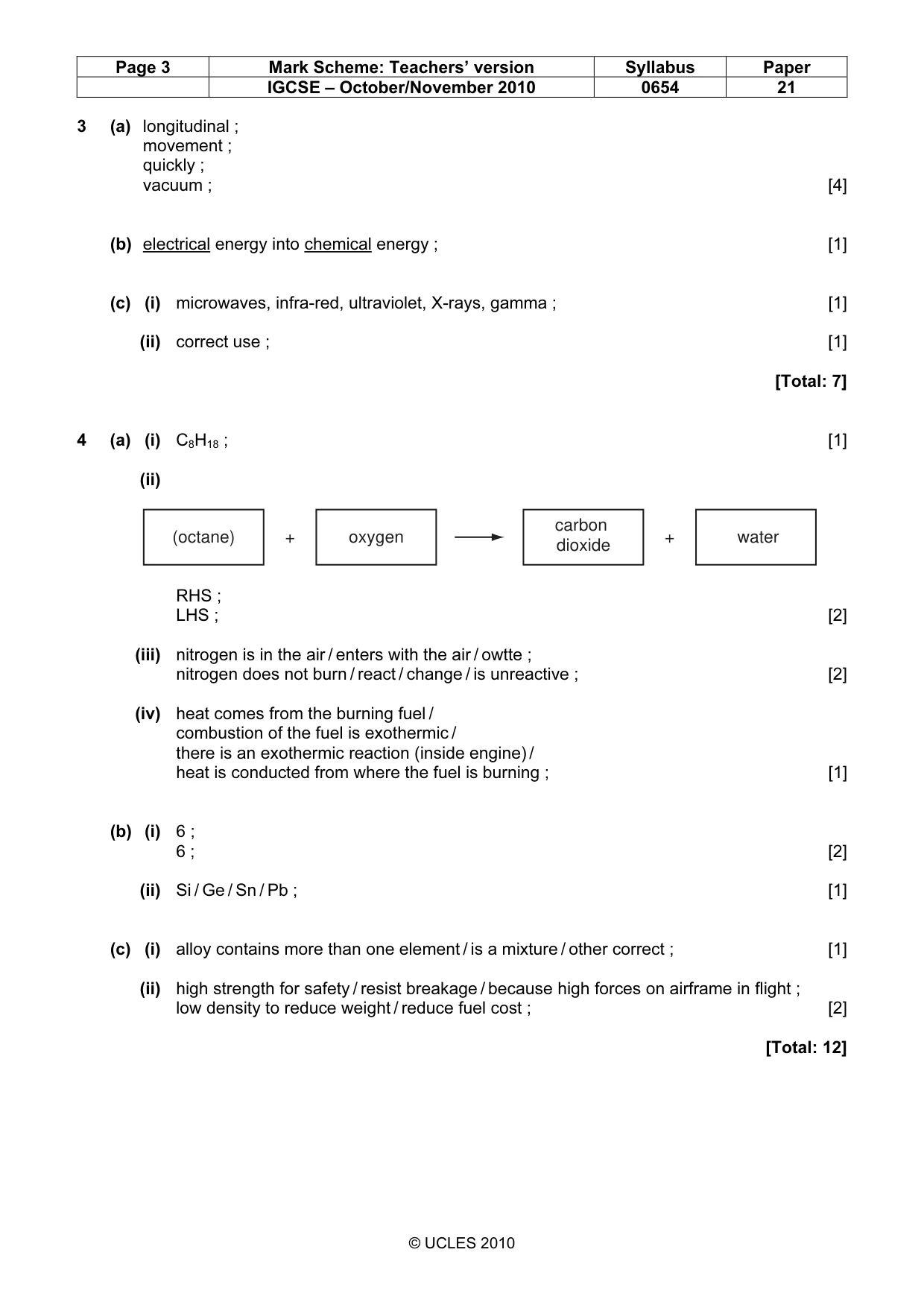 Mark scheme, page 3 of 7