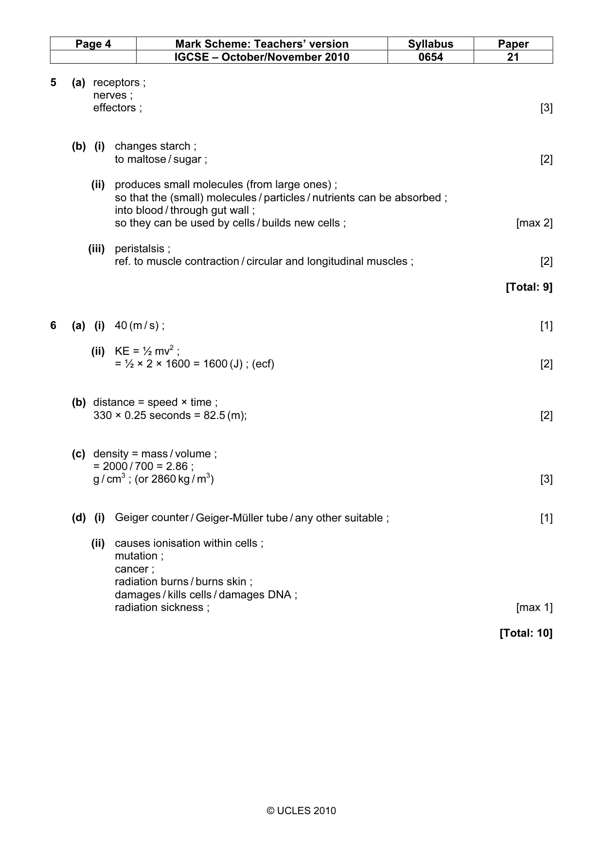 Mark scheme, page 4 of 7