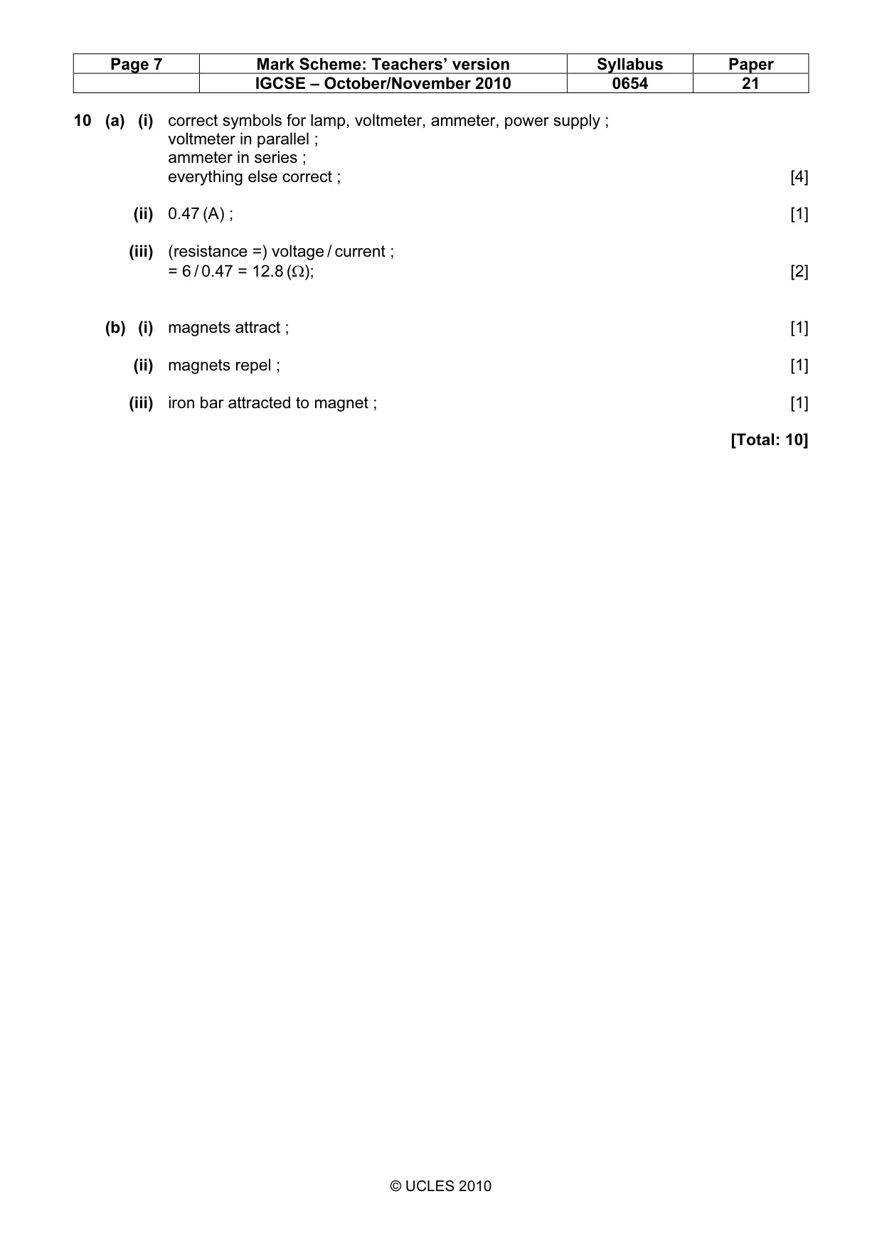 Mark scheme, page 7 of 7