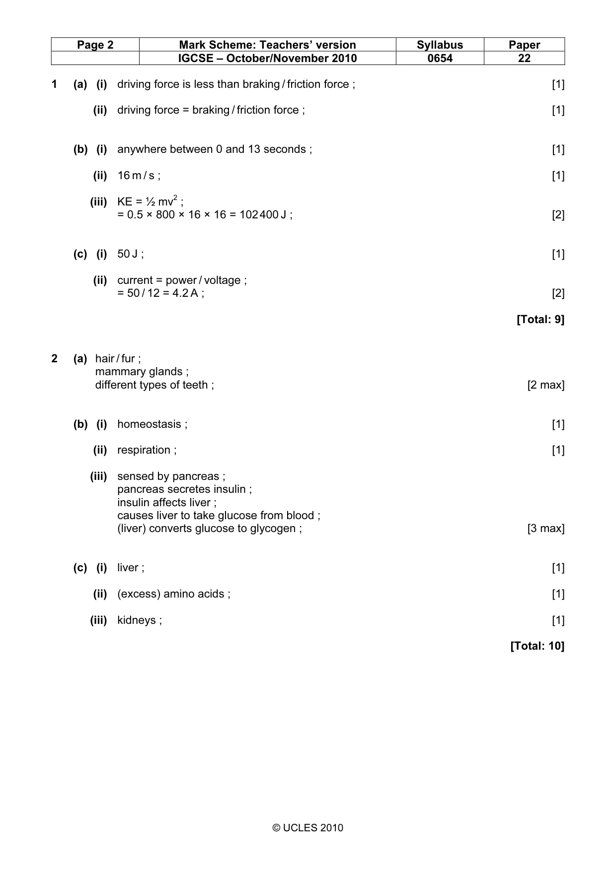 Mark scheme, page 2 of 9
