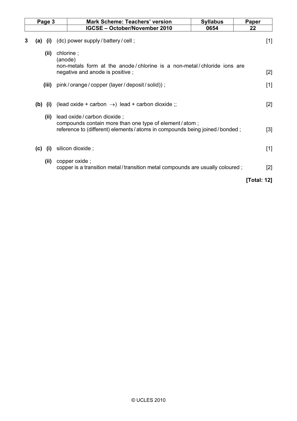Mark scheme, page 3 of 9