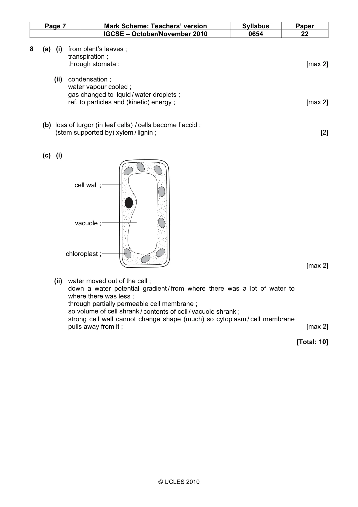 Mark scheme, page 7 of 9