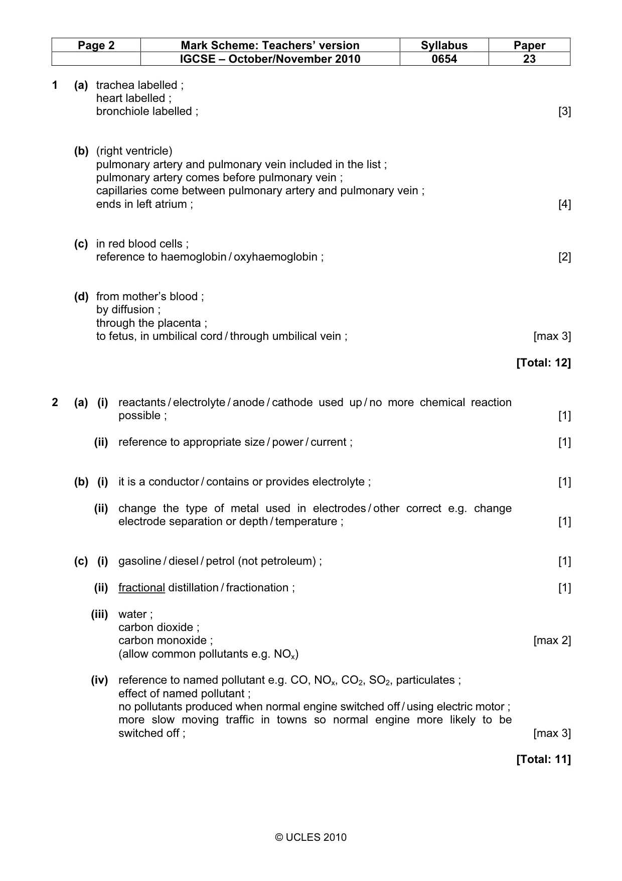 Mark scheme, page 2 of 7