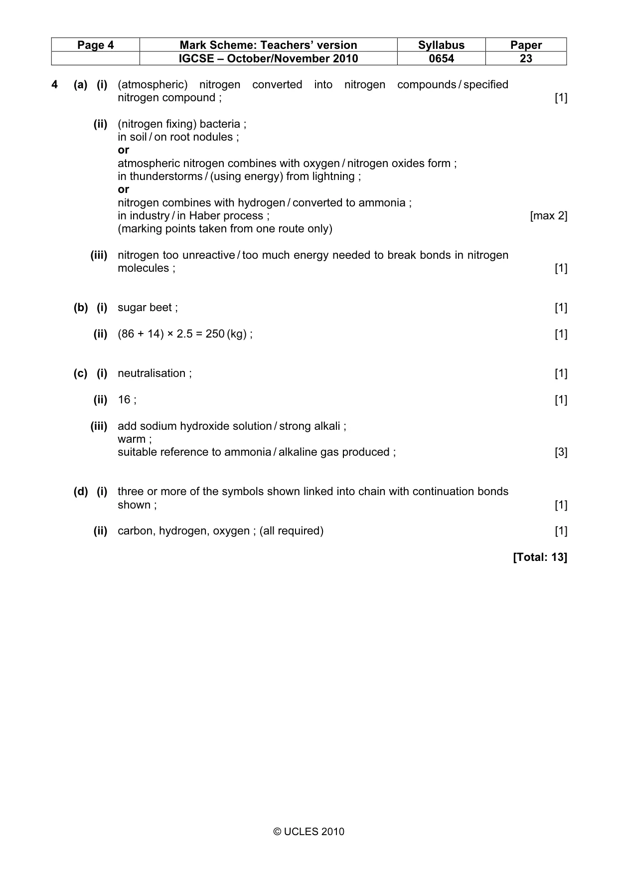 Mark scheme, page 4 of 7