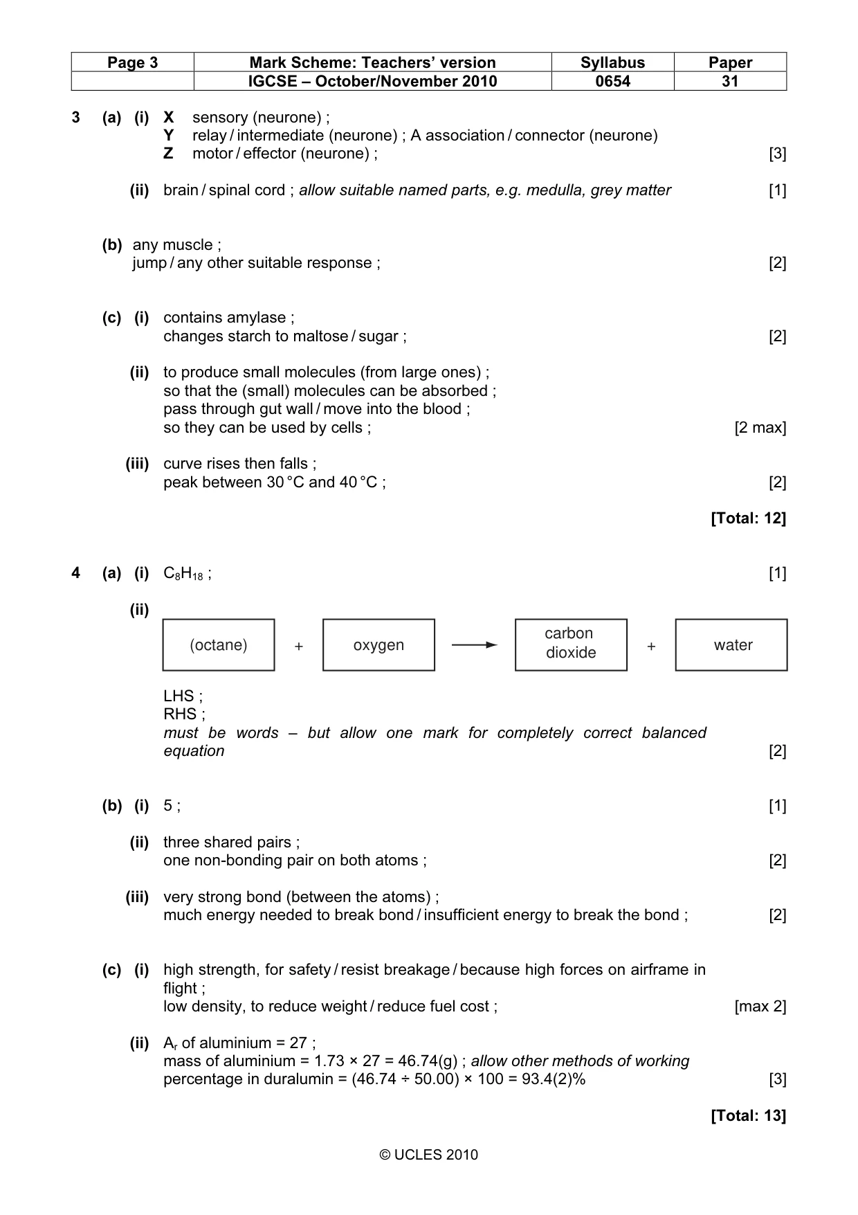 Mark scheme, page 3 of 6