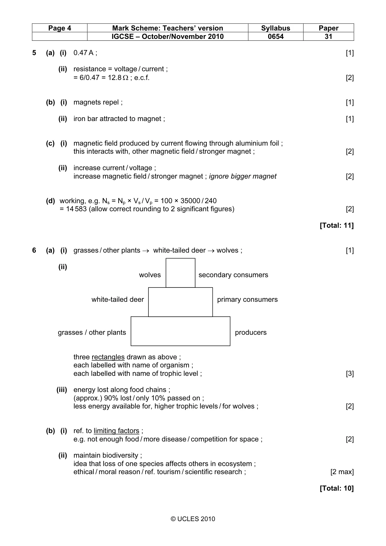 Mark scheme, page 4 of 6