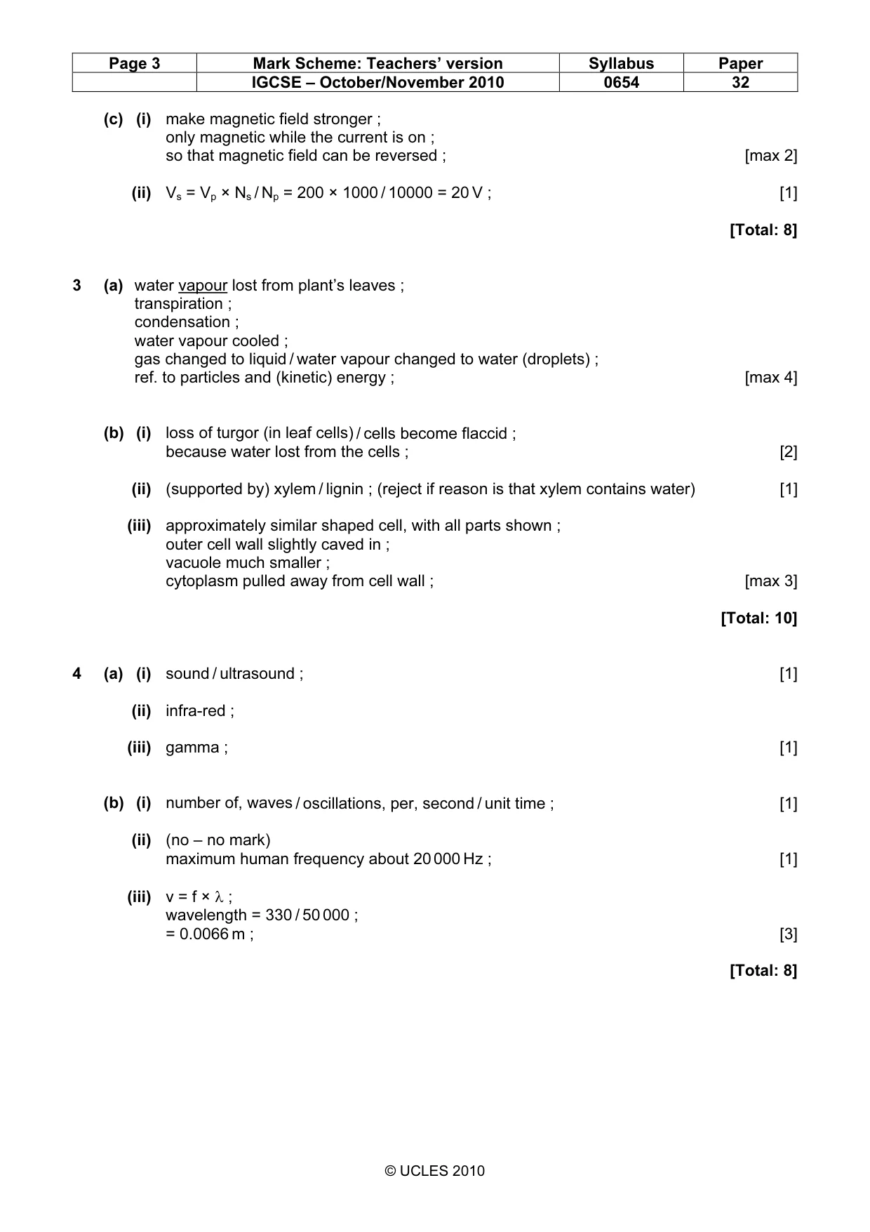 Mark scheme, page 3 of 7