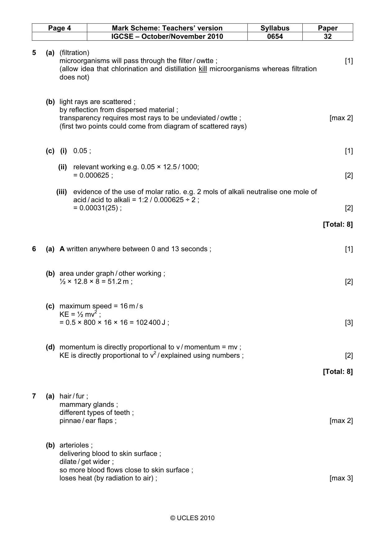 Mark scheme, page 4 of 7