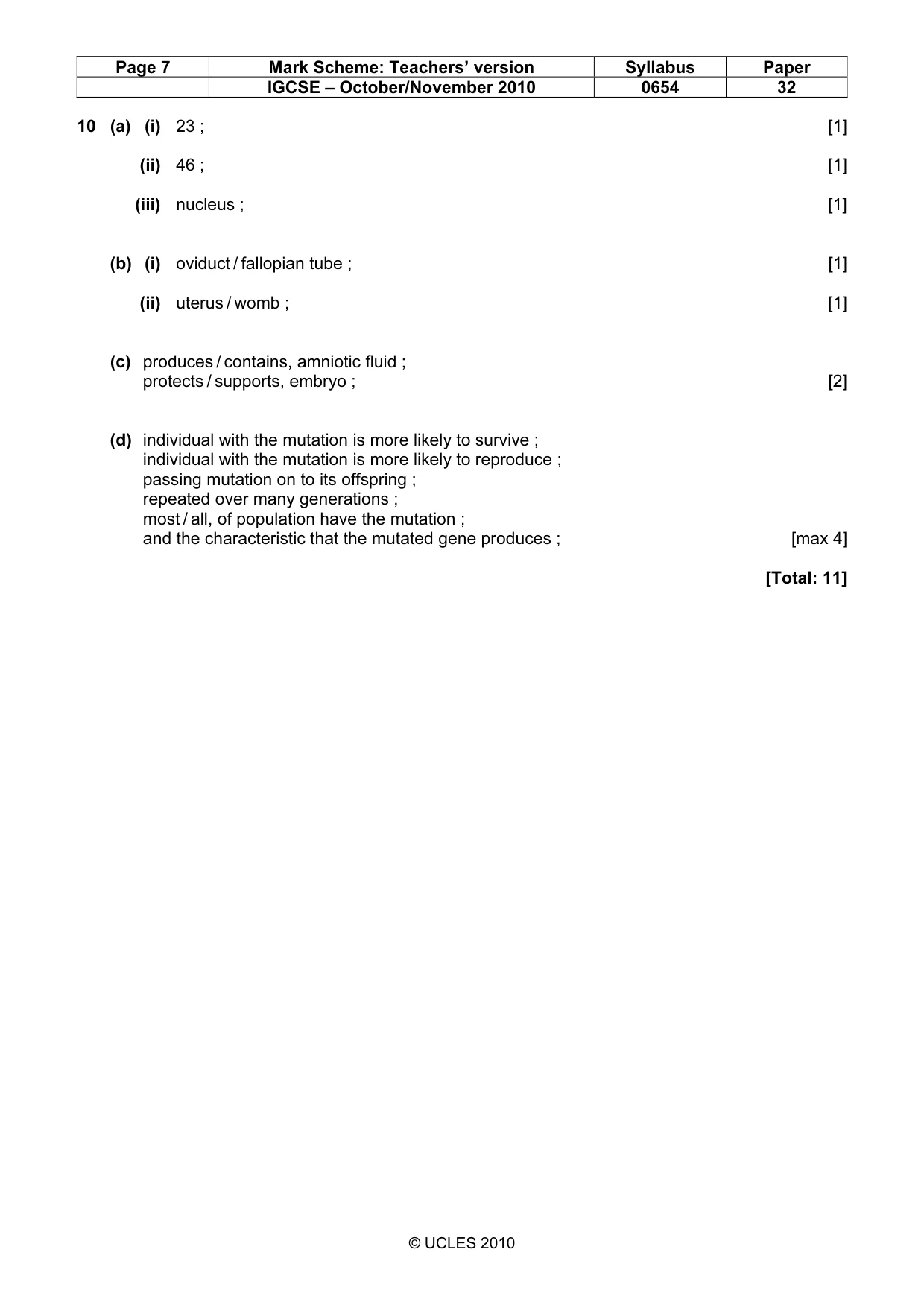 Mark scheme, page 7 of 7